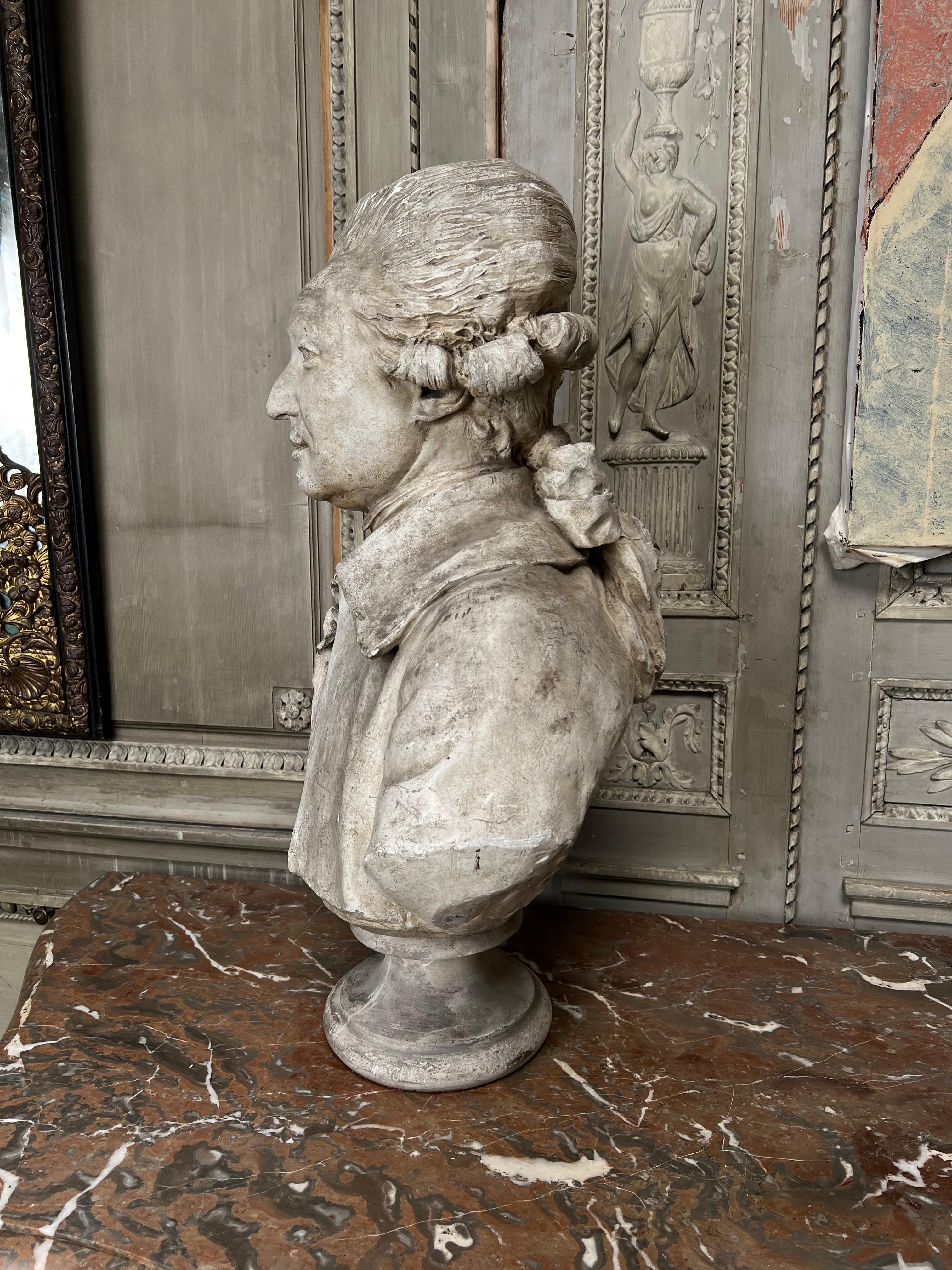 18th Century French Louis XVI Plaster Bust Portrait of Nicolas de Condorcet For Sale 2