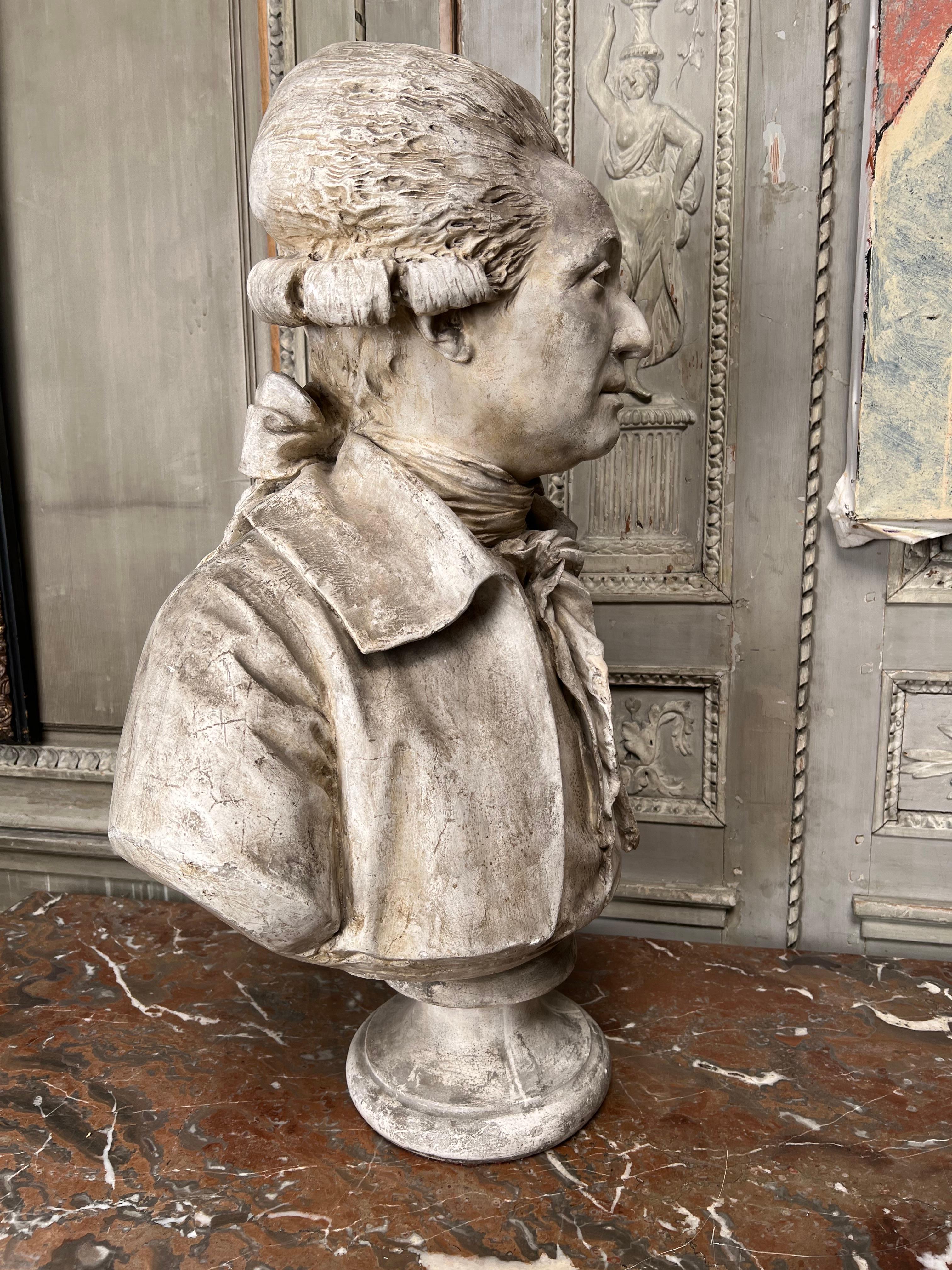 18th Century French Louis XVI Plaster Bust Portrait of Nicolas de Condorcet For Sale 4