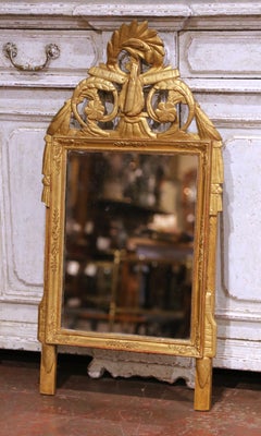 18th Century French Louis XVI Provencal Giltwood Mirror with Lyre Crest