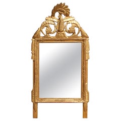 18th Century French Louis XVI Provencal Giltwood Mirror with Lyre Crest