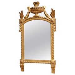 18th Century French Louis XVI Provencal Giltwood Wall Mirror with Urn Crest