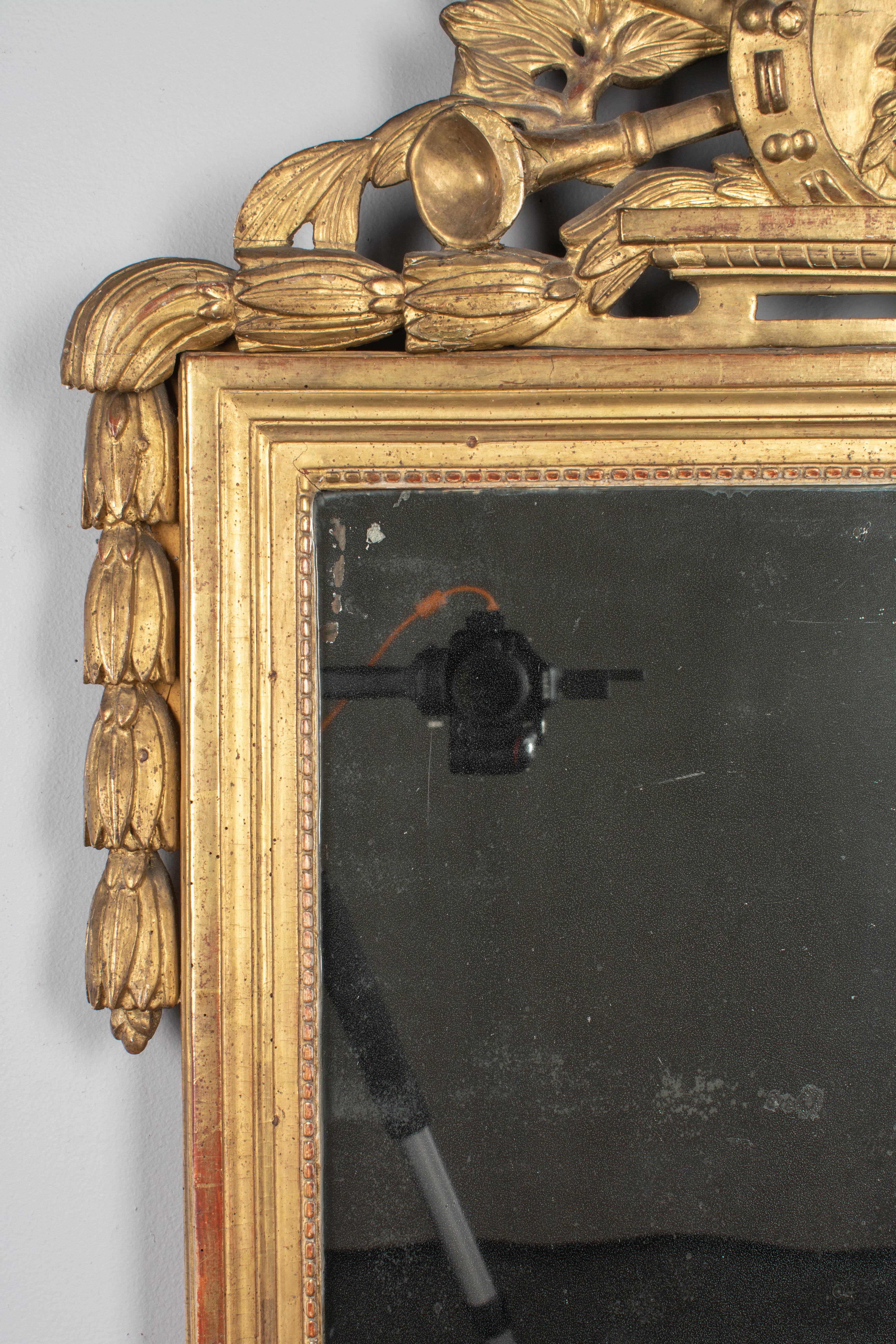 Hand-Carved 18th Century French Louis XVI Style Giltwood Mirror