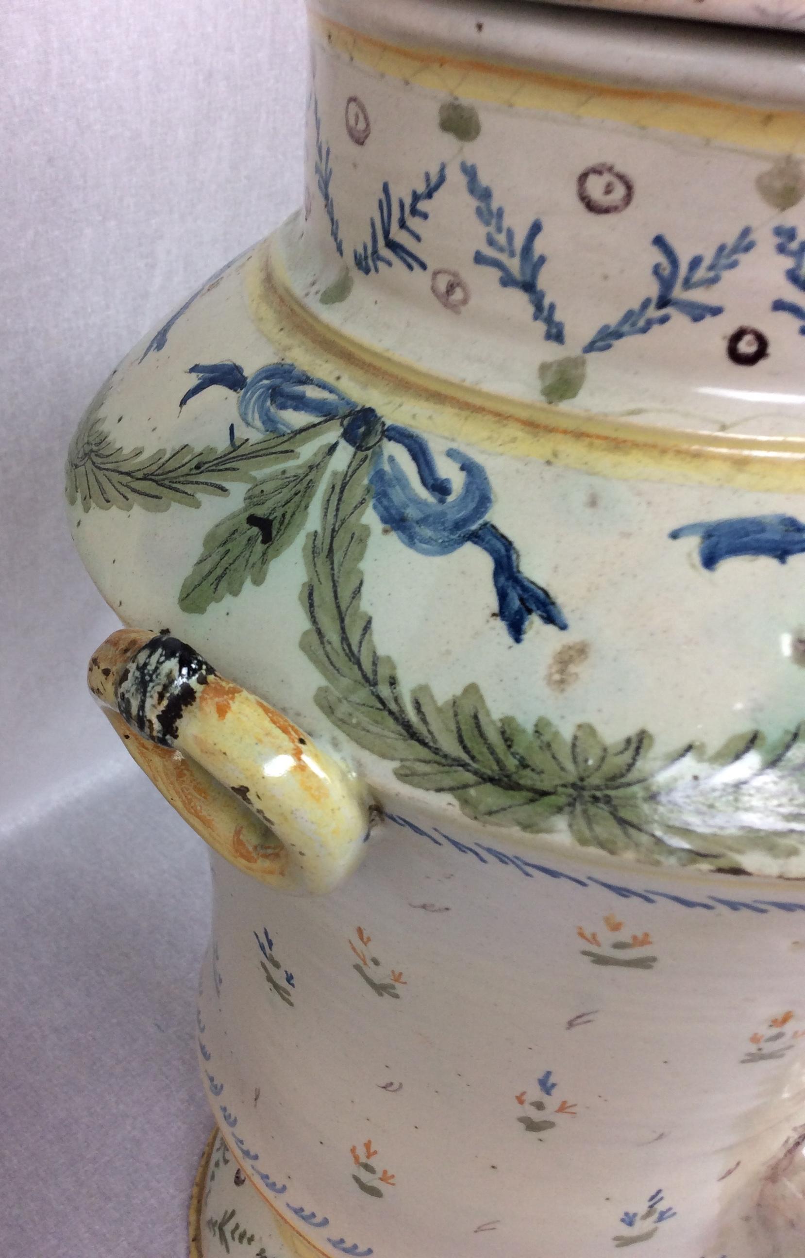 Glazed 18th Century French Provencal Ceramic Centerpiece, Louis XVI Style For Sale