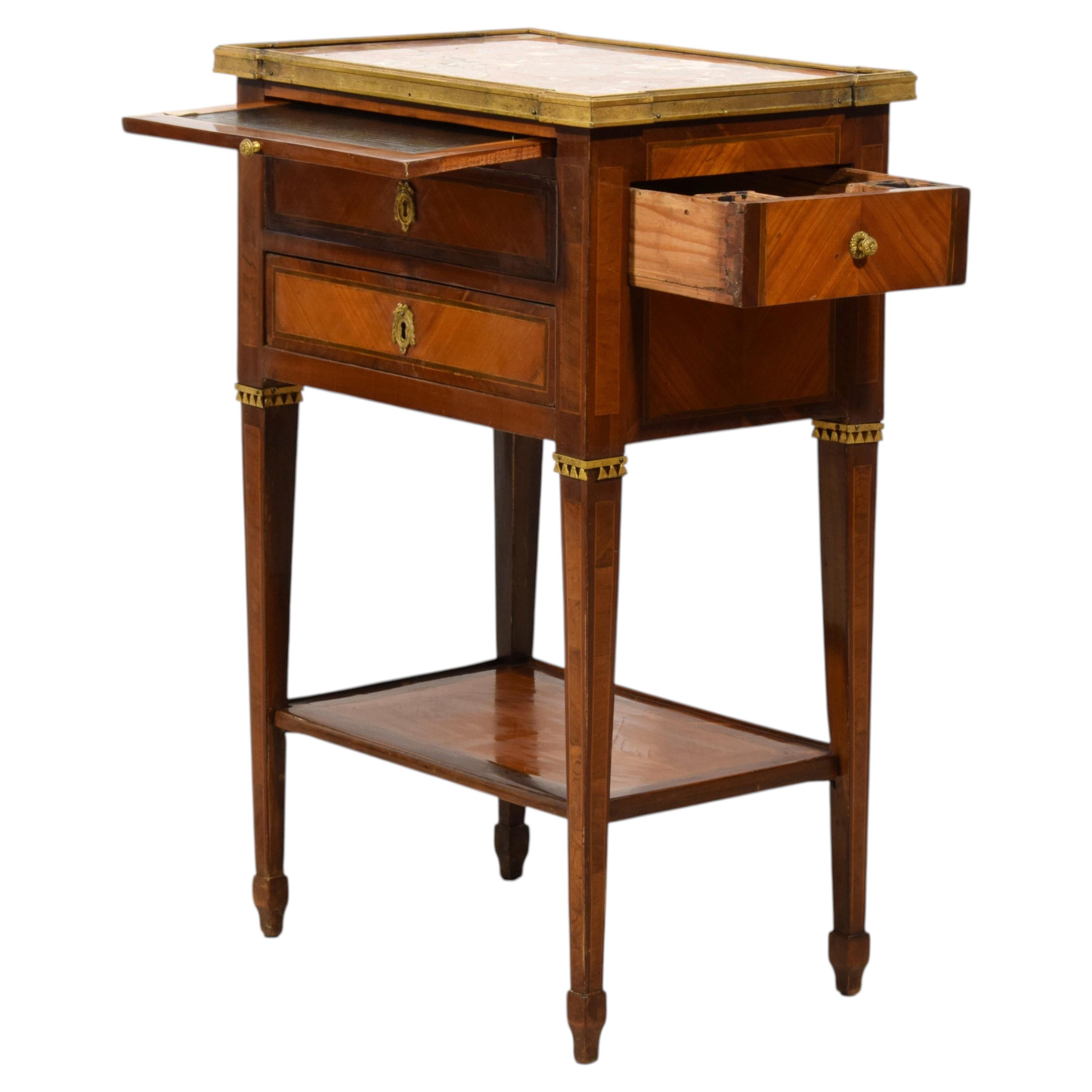 18th Century, French Louis XVI Veneered Wood Center Table With Writing Slide For Sale