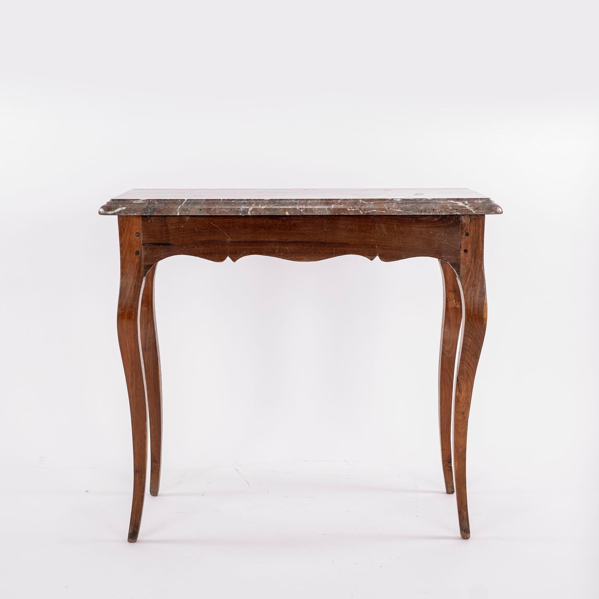 European 18th Century French Louis XVI Walnut Console with Marble Top For Sale