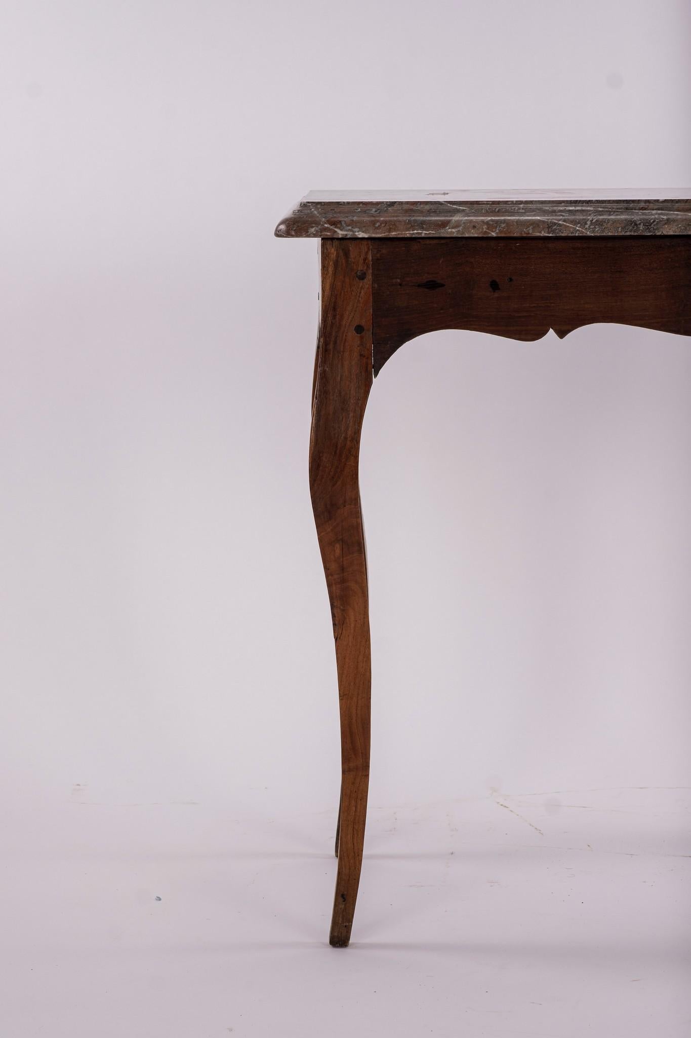 18th Century French Louis XVI Walnut Console with Marble Top For Sale 4