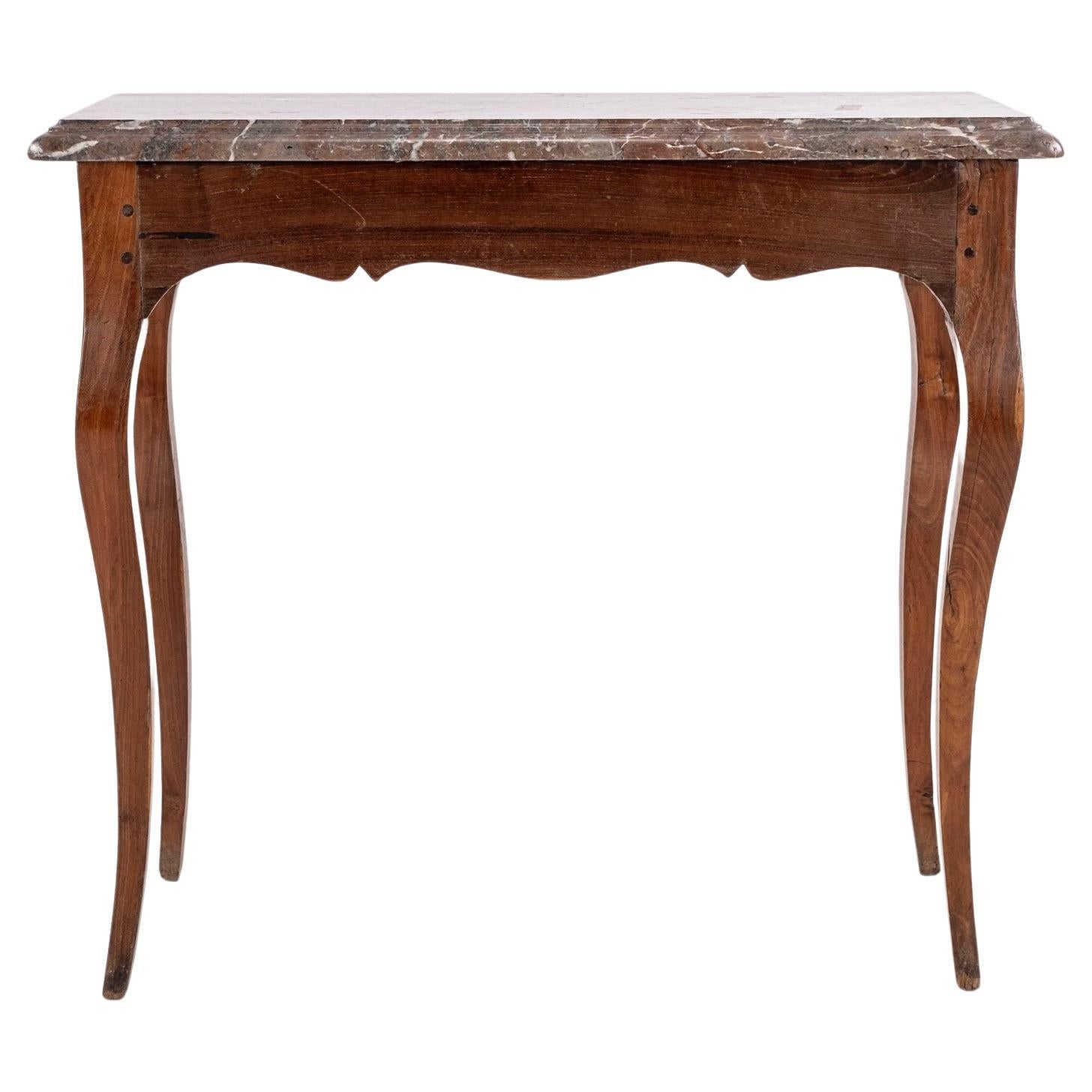 18th Century French Louis XVI Walnut Console with Marble Top For Sale