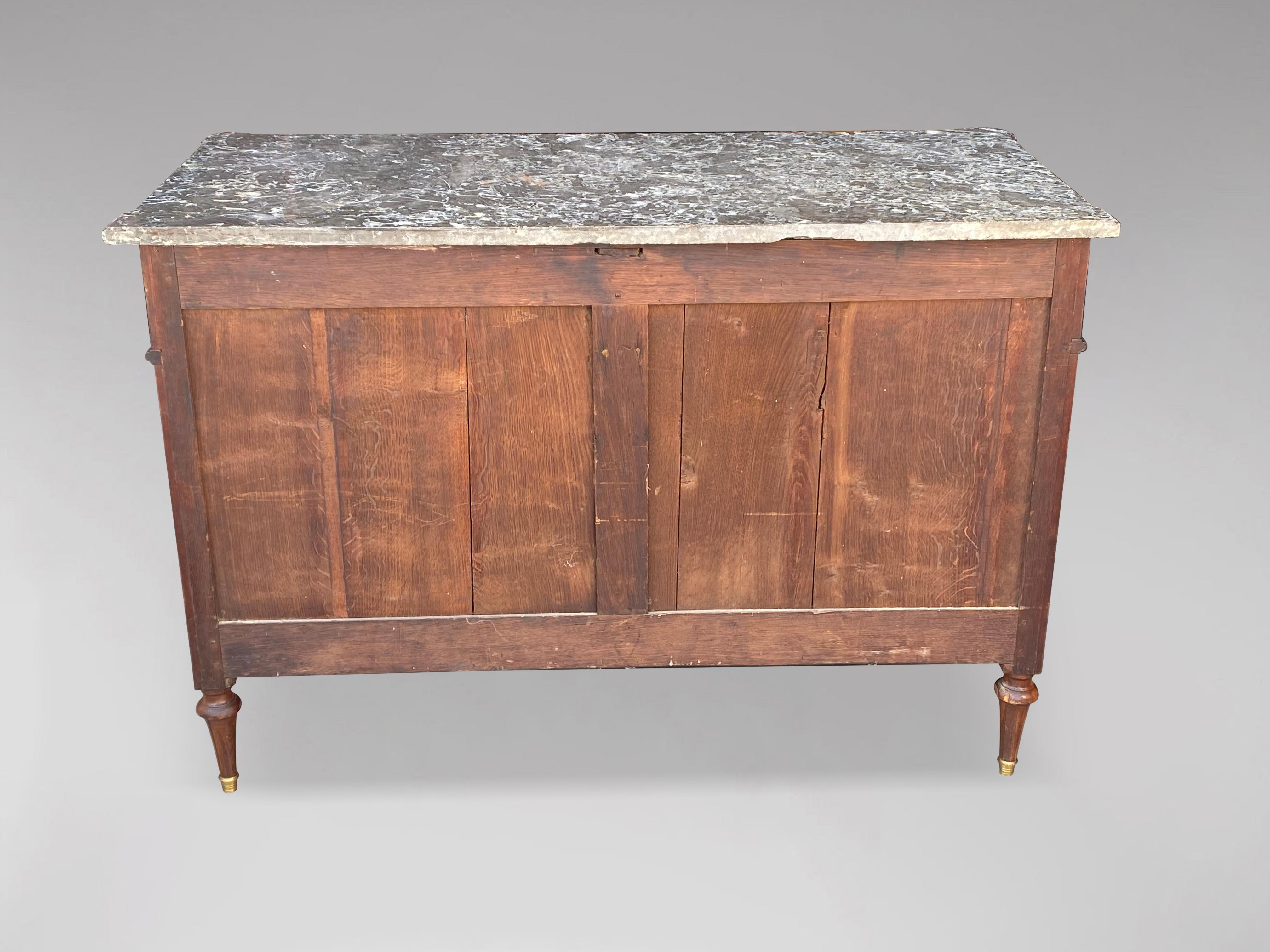 18th Century and Earlier 18th Century French Louis XVI Walnut & Marble Commode