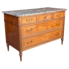 18th Century French Louis XVI Walnut & Marble Commode