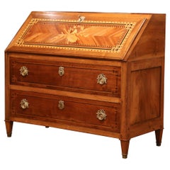 18th Century French Louis XVI Walnut Marquetry Secretary Lady's Desk