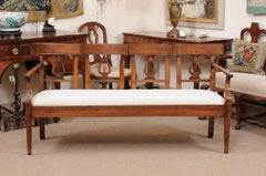 18th Century French Louis XVI Walnut Quadruple Back Settee with Upholstered Seat