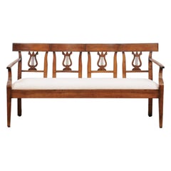 18th Century French Louis XVI Walnut Quadruple Back Settee with Upholstered Seat