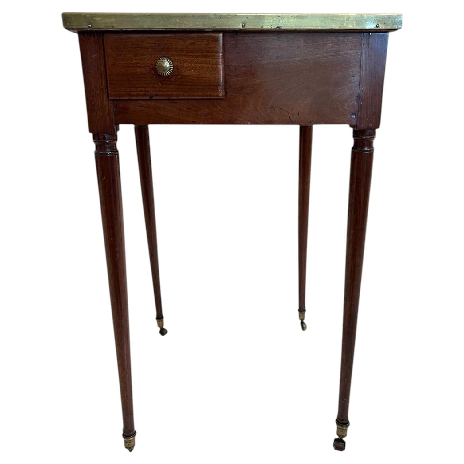 18th Century French Louis XVI Walnut Rafraichissoir Table with Turquin Marble