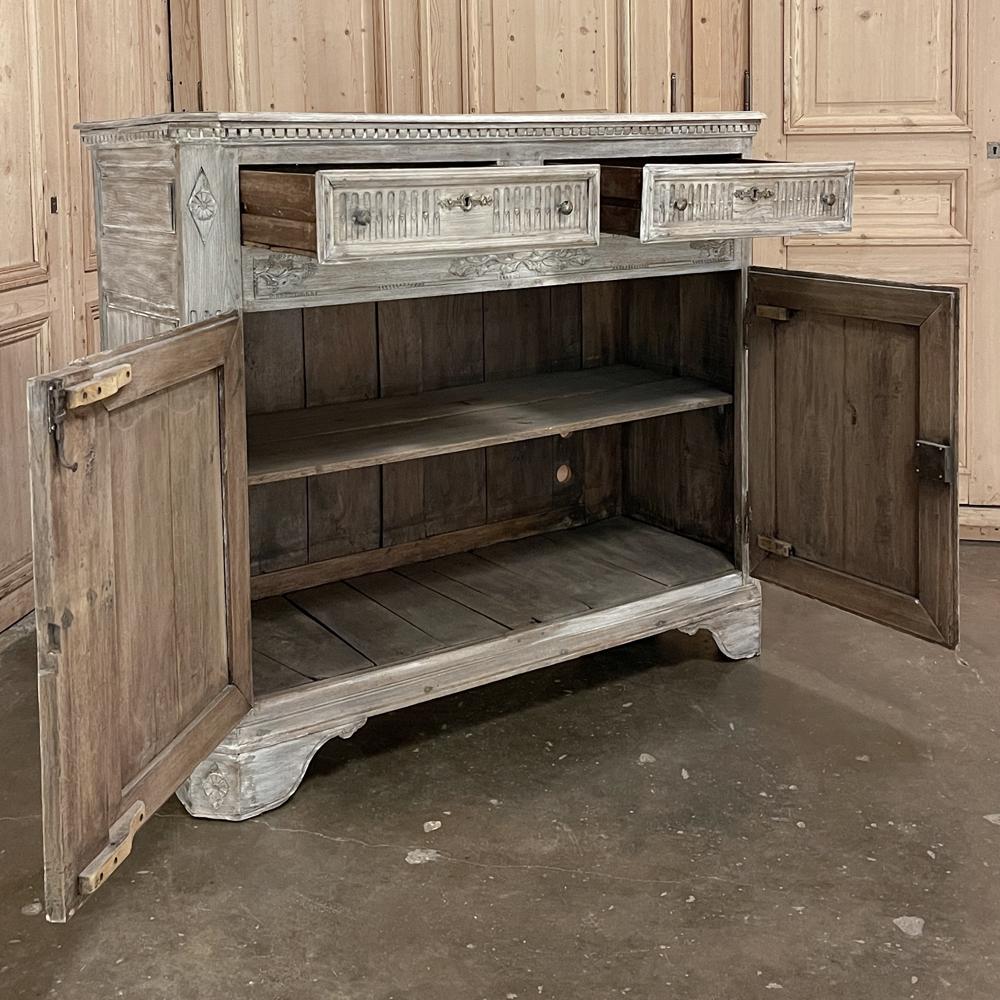 18th Century French Louis XVI Whitewashed Buffet ~ Cabinet In Good Condition For Sale In Dallas, TX