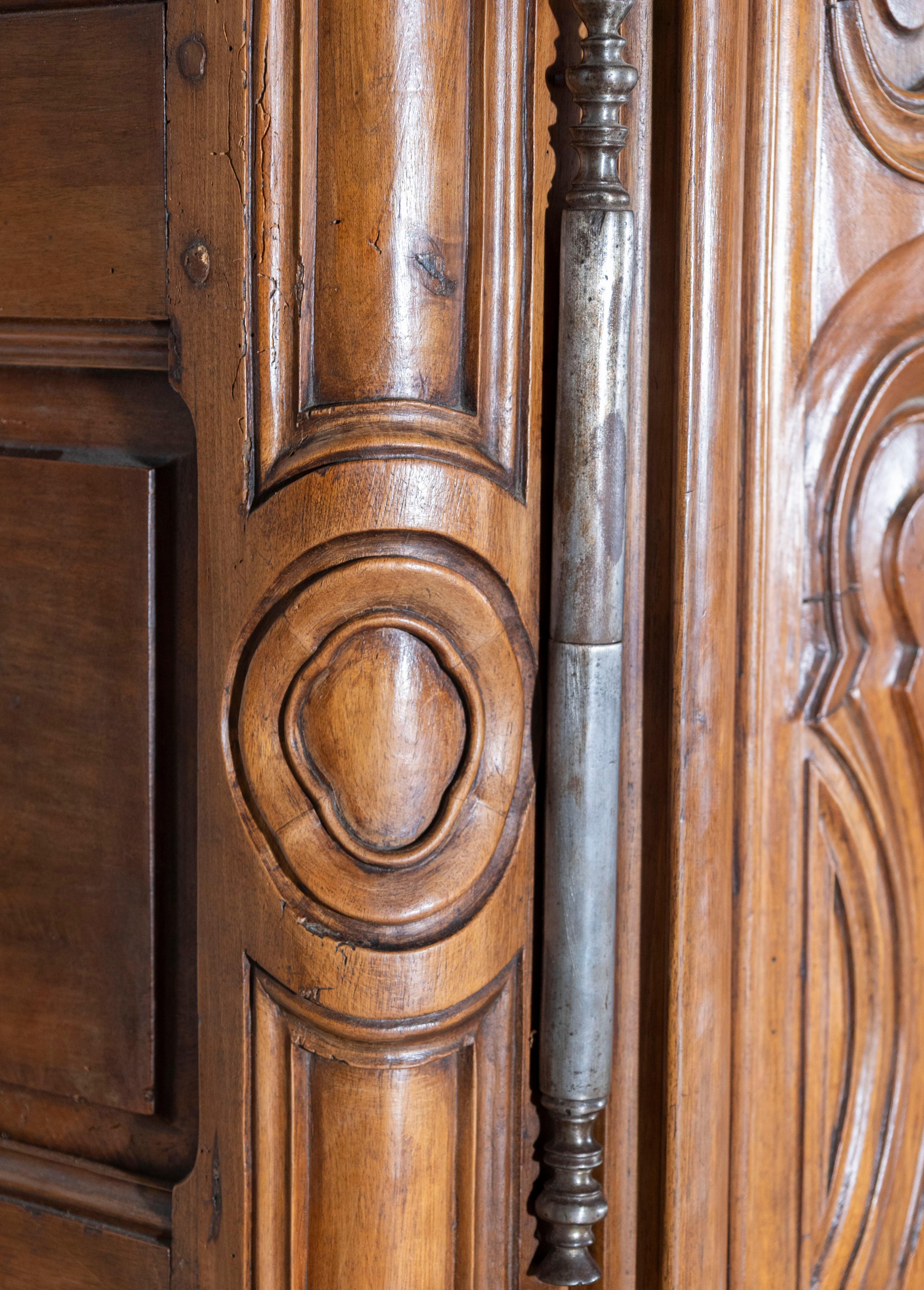 18th Century and Earlier 18th Century French Lyonnaise Walnut Armoire For Sale
