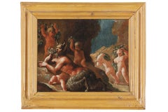 Siglo XVIII Por el maestro francés Bacanal Óleo sobre lienzo