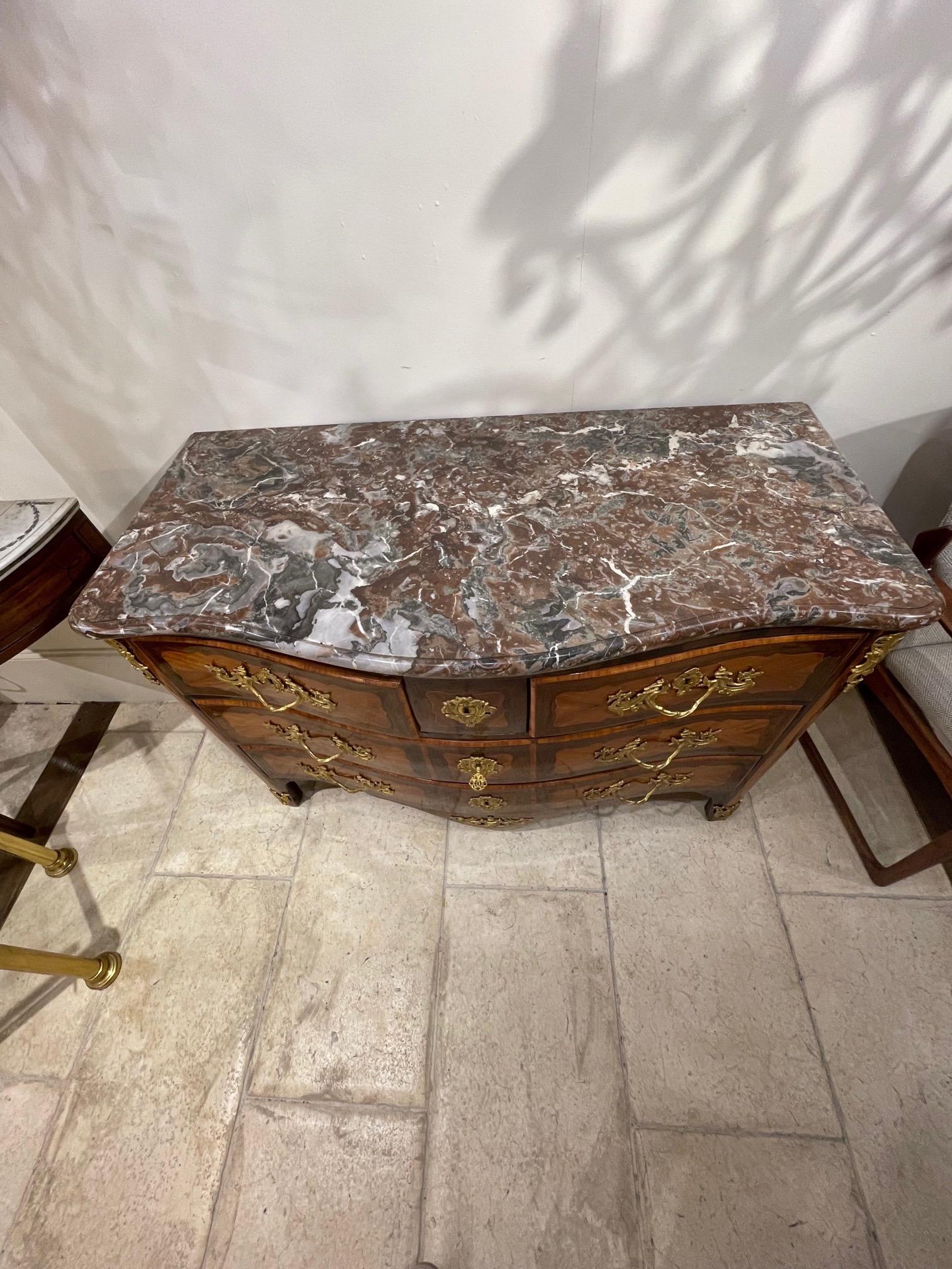 18th Century and Earlier 18th Century French Mahogany and Kingwood Bronze Mounted Commode