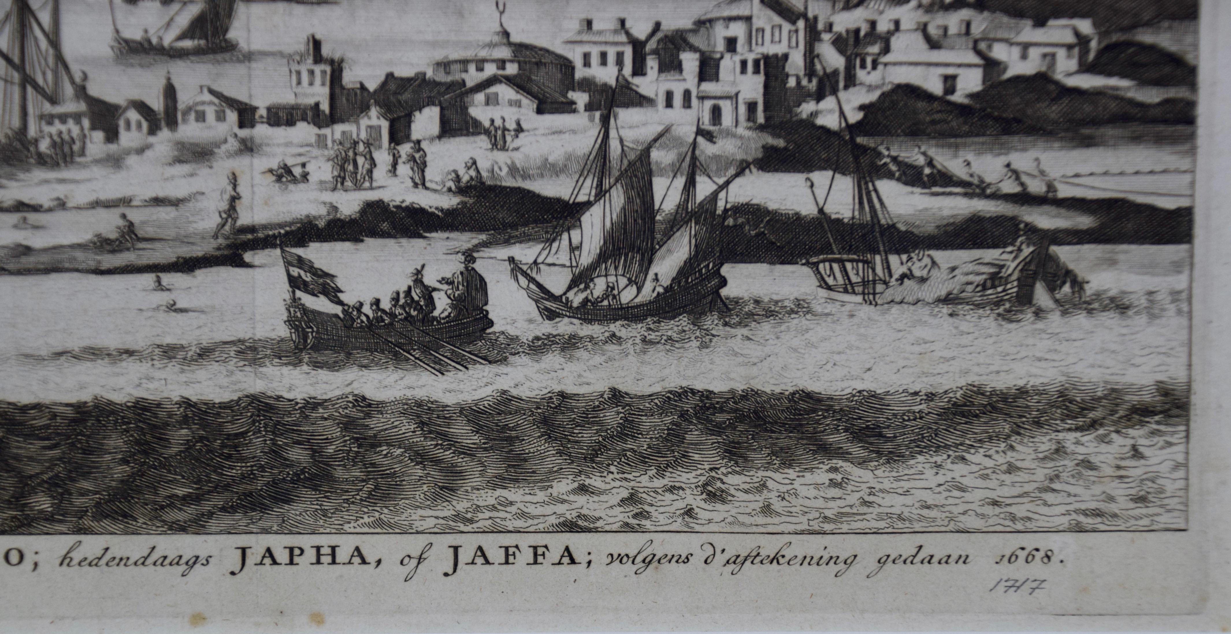 Engraved 18th Century French Map and City View of Joppe/Jaffa 'Tel Aviv' by Sanson For Sale