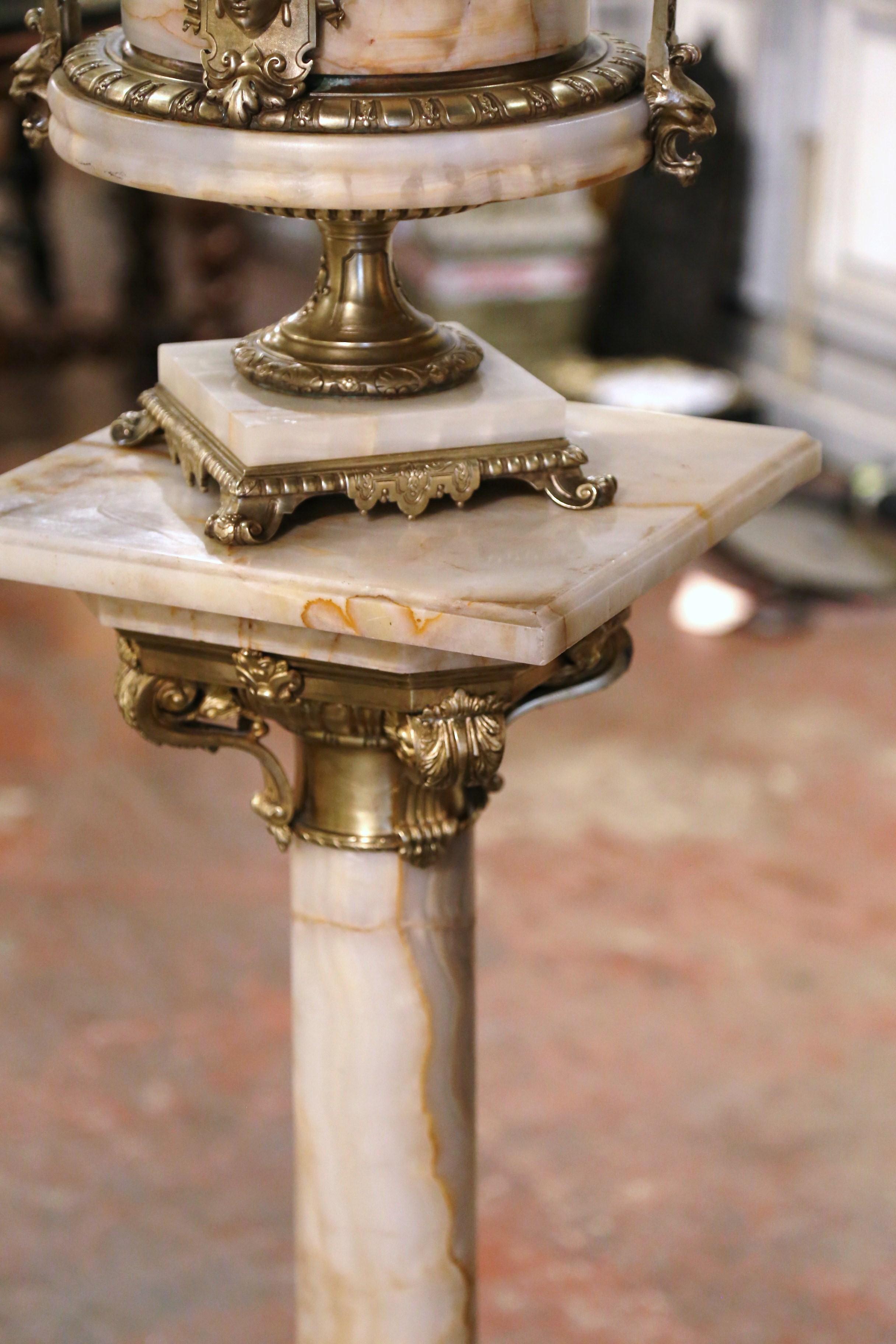 18th Century French Marble and Bronze Dore Pedestal Table with Matching Planter 4