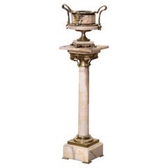 18th Century French Marble and Bronze Dore Pedestal Table with Matching Planter