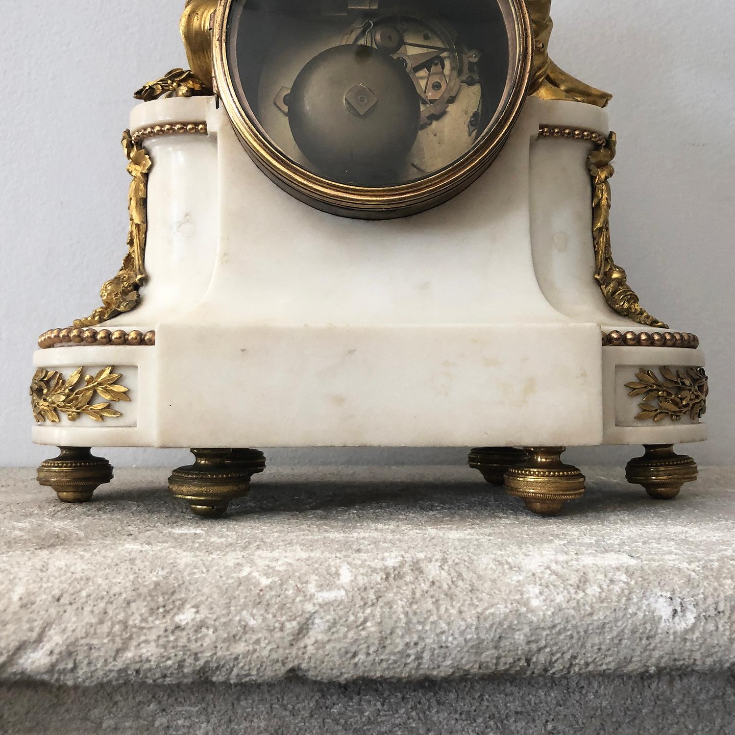 18th Century French Marble, Gilded Bronze Clock by Jean-Baptiste-André Furet 2