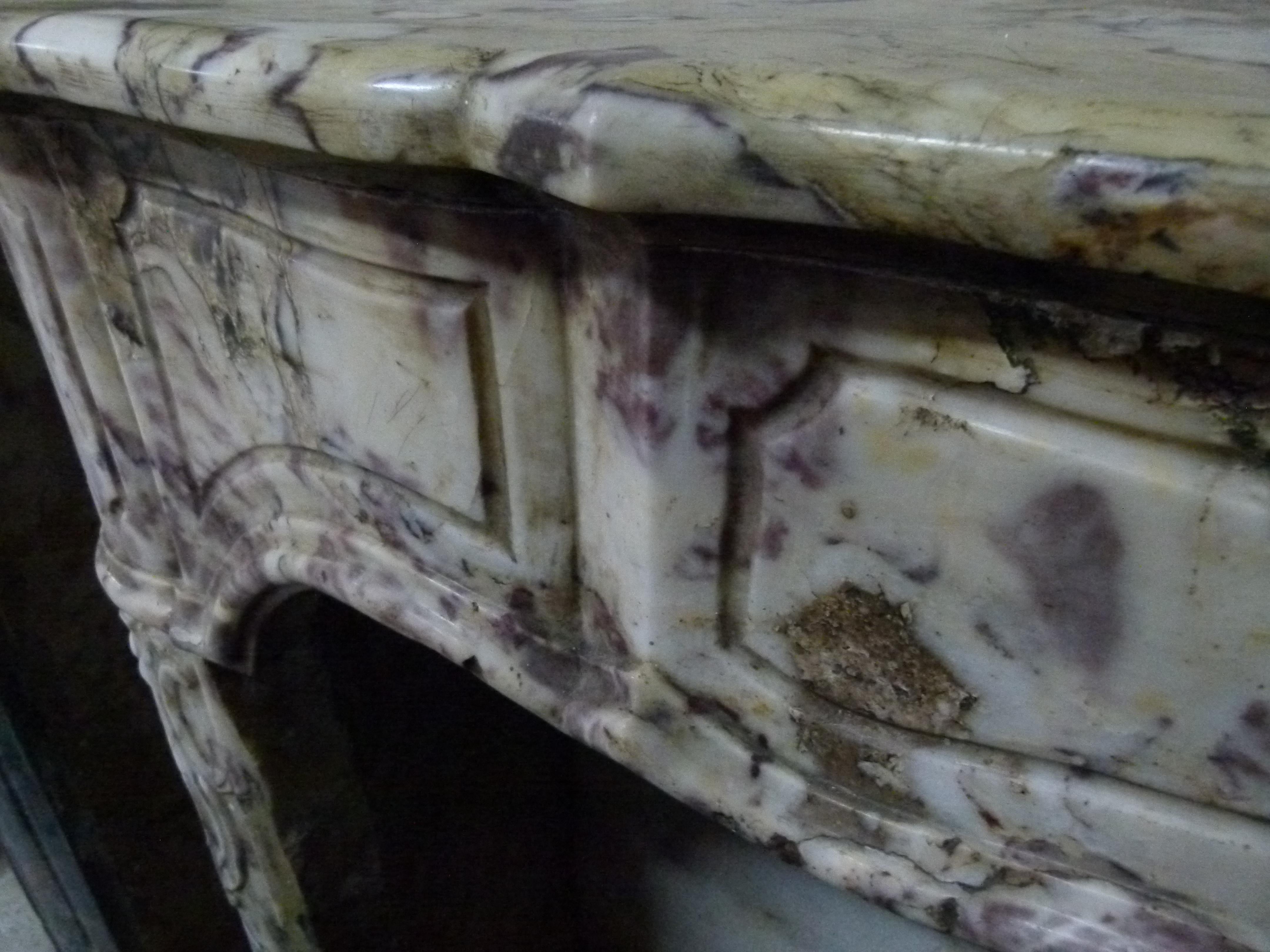 French Louis XV Style Marble Fire Place Mantel For Sale 3