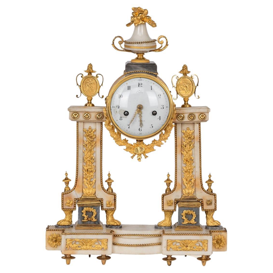 Pendule en marbre et bronze doré du XVIIIe siècle, Claude Charles François Filon en vente
