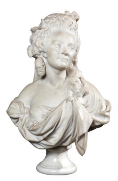 Busto in marmo francese del XVIII secolo della ballerina Marie-Madeleine Guimard, stile Antoinette