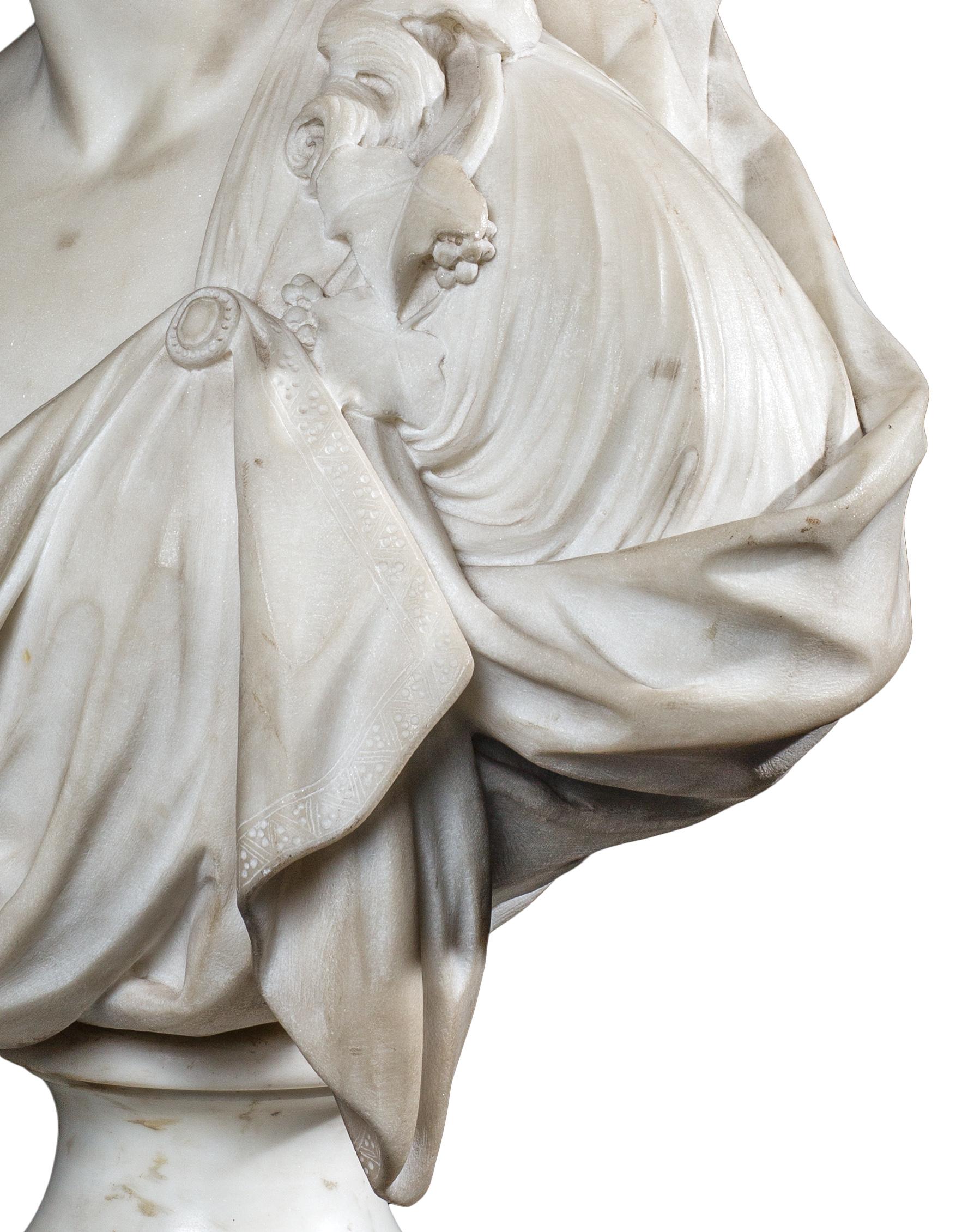 Marbre Buste de danseuse Marie-Madeleine Guimard, sculpture française en marbre du 18ème siècle en vente