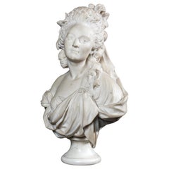18th Century French Marble Sculpture Bust of Dancer Marie-Madeleine Guimard