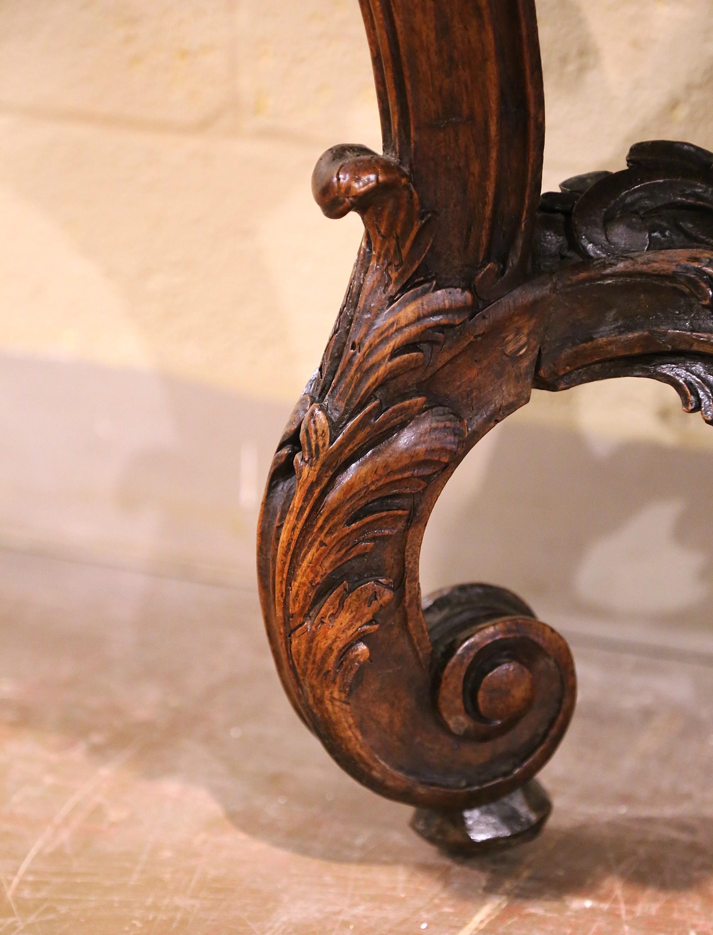 18th Century French Marble Top Carved Walnut Console Table from Provence For Sale 5
