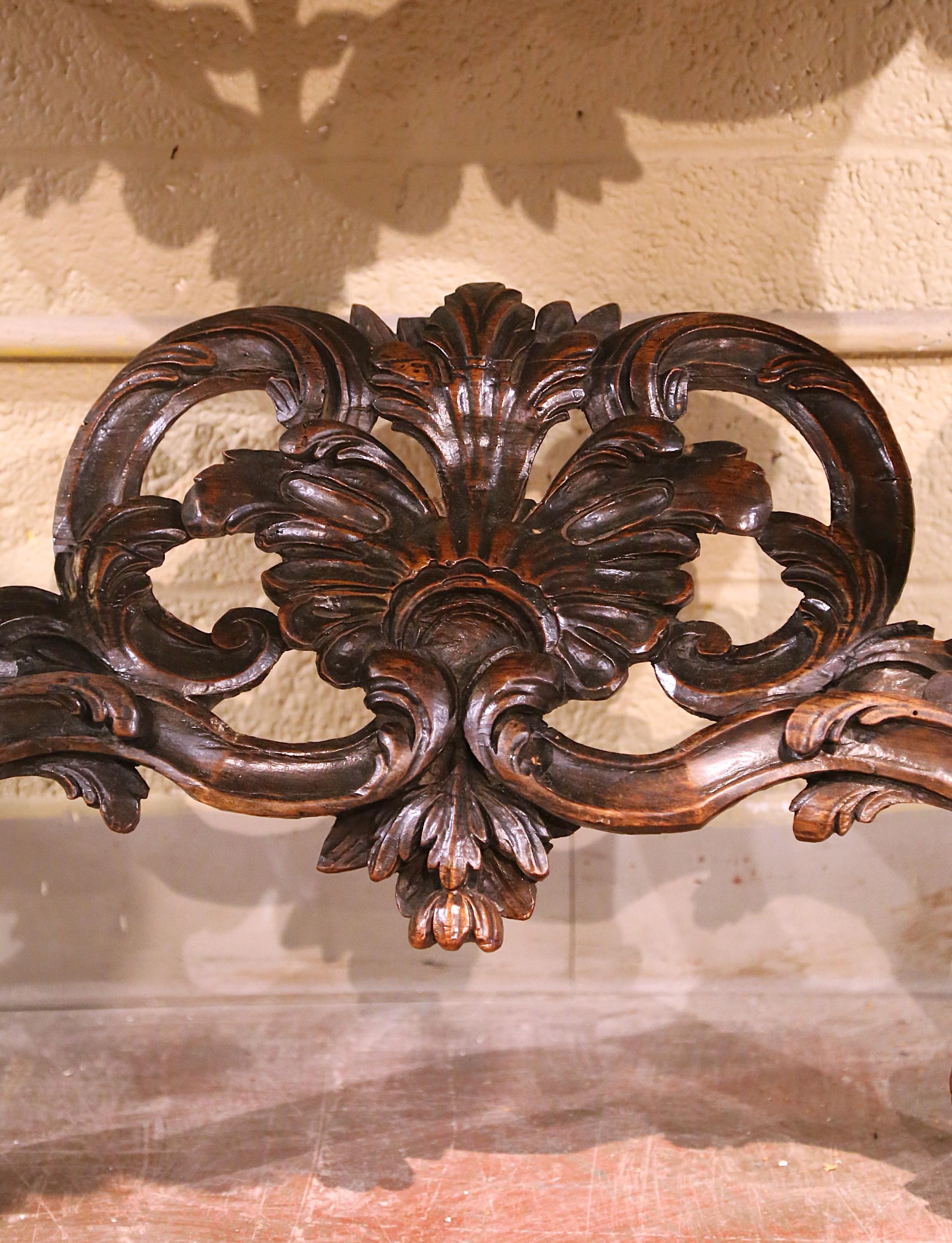18th Century French Marble Top Carved Walnut Console Table from Provence For Sale 6
