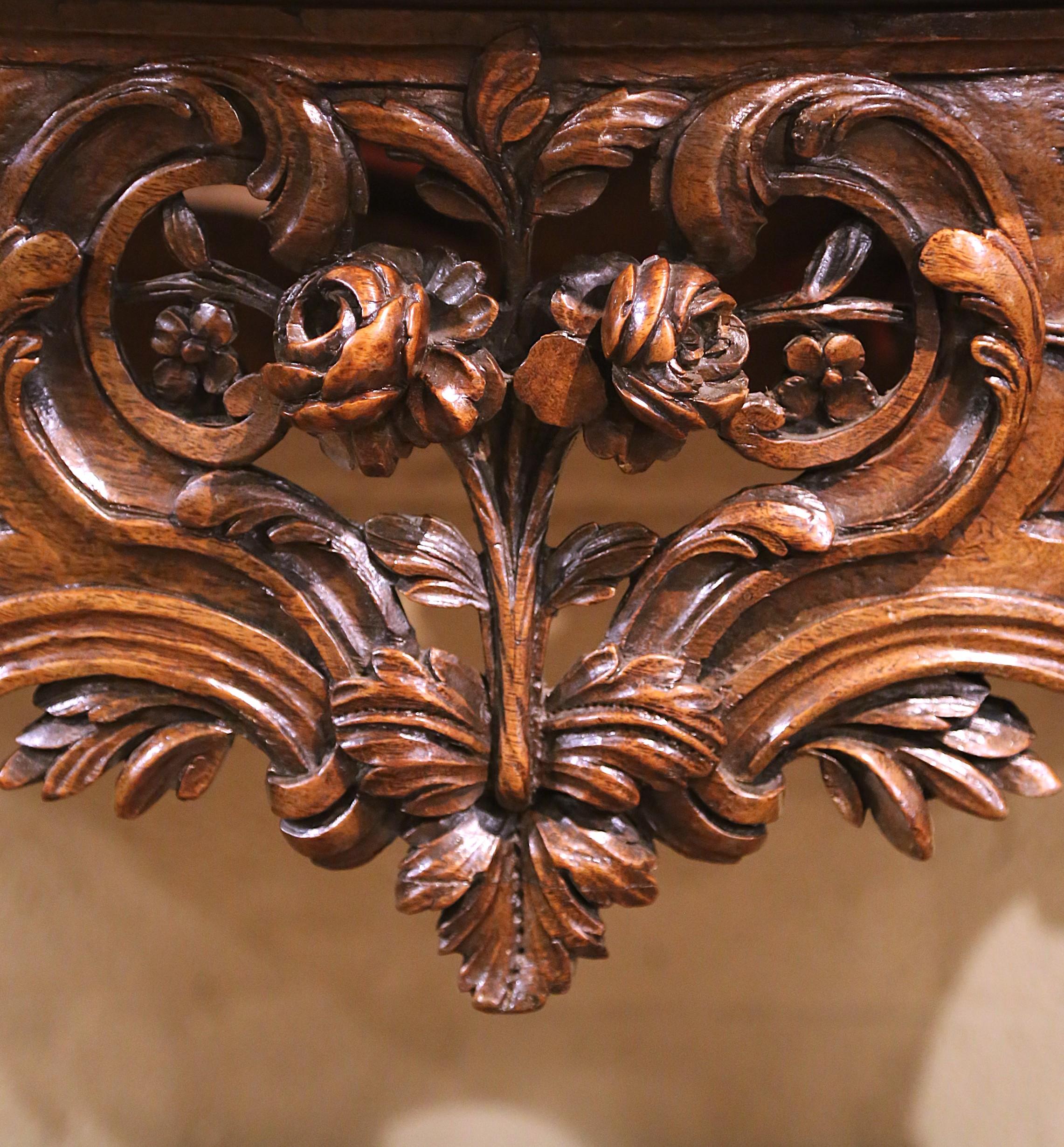 18th Century French Marble Top Carved Walnut Console Table from Provence For Sale 2