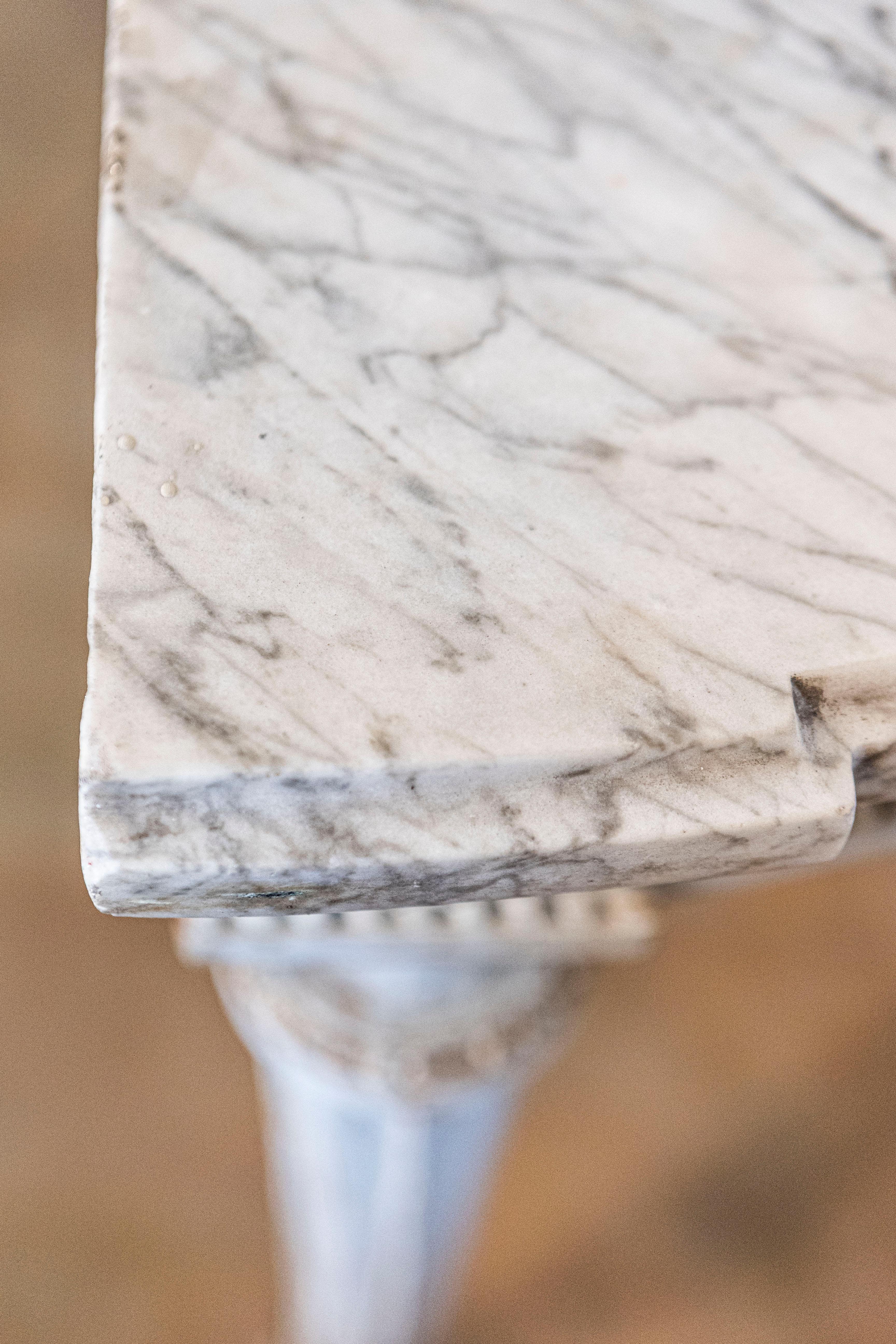 18th Century French Marble Top Demi Lune Console Table For Sale 4