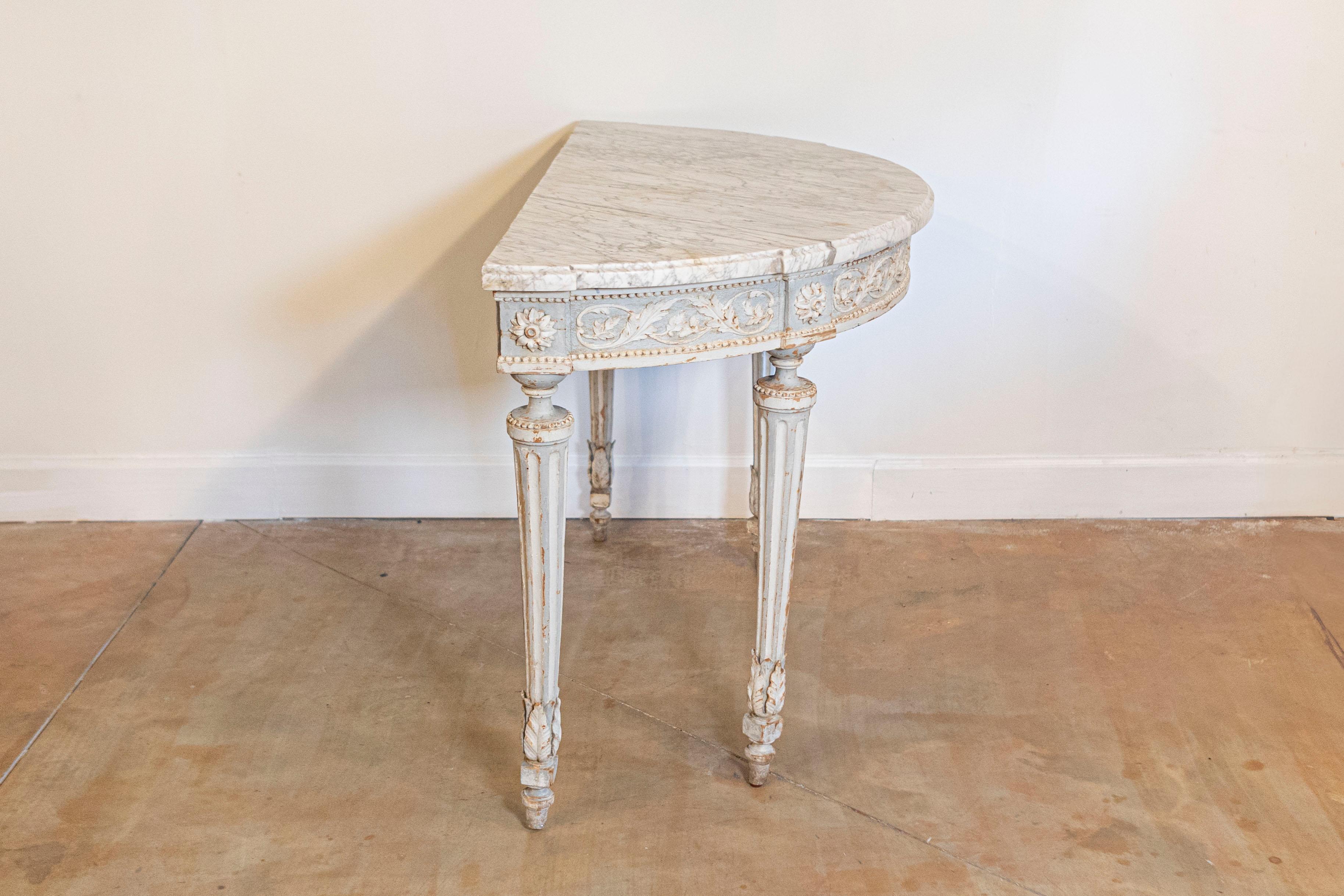 18th Century French Marble Top Demi Lune Console Table In Good Condition For Sale In Atlanta, GA