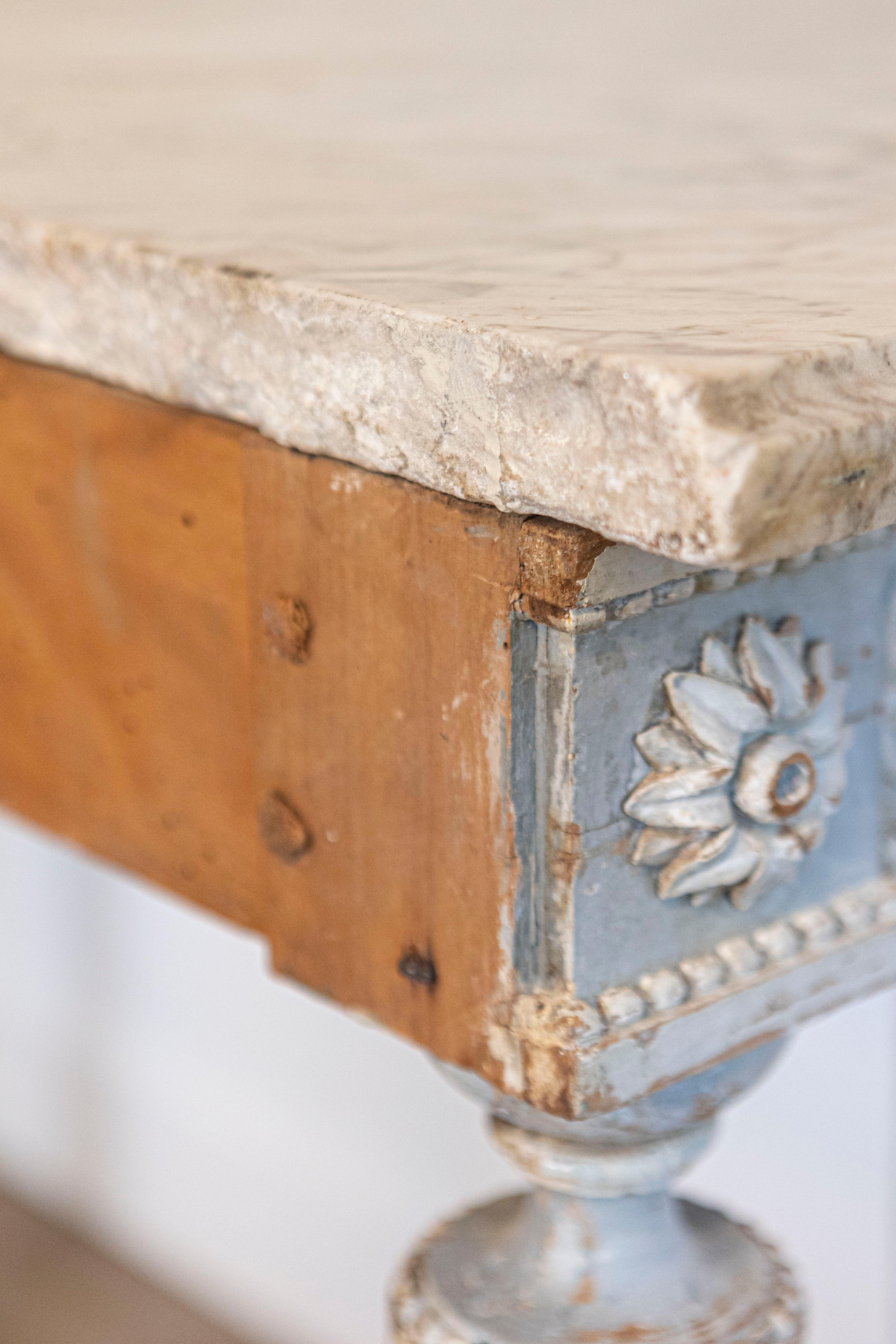18th Century French Marble Top Demi Lune Console Table For Sale 3