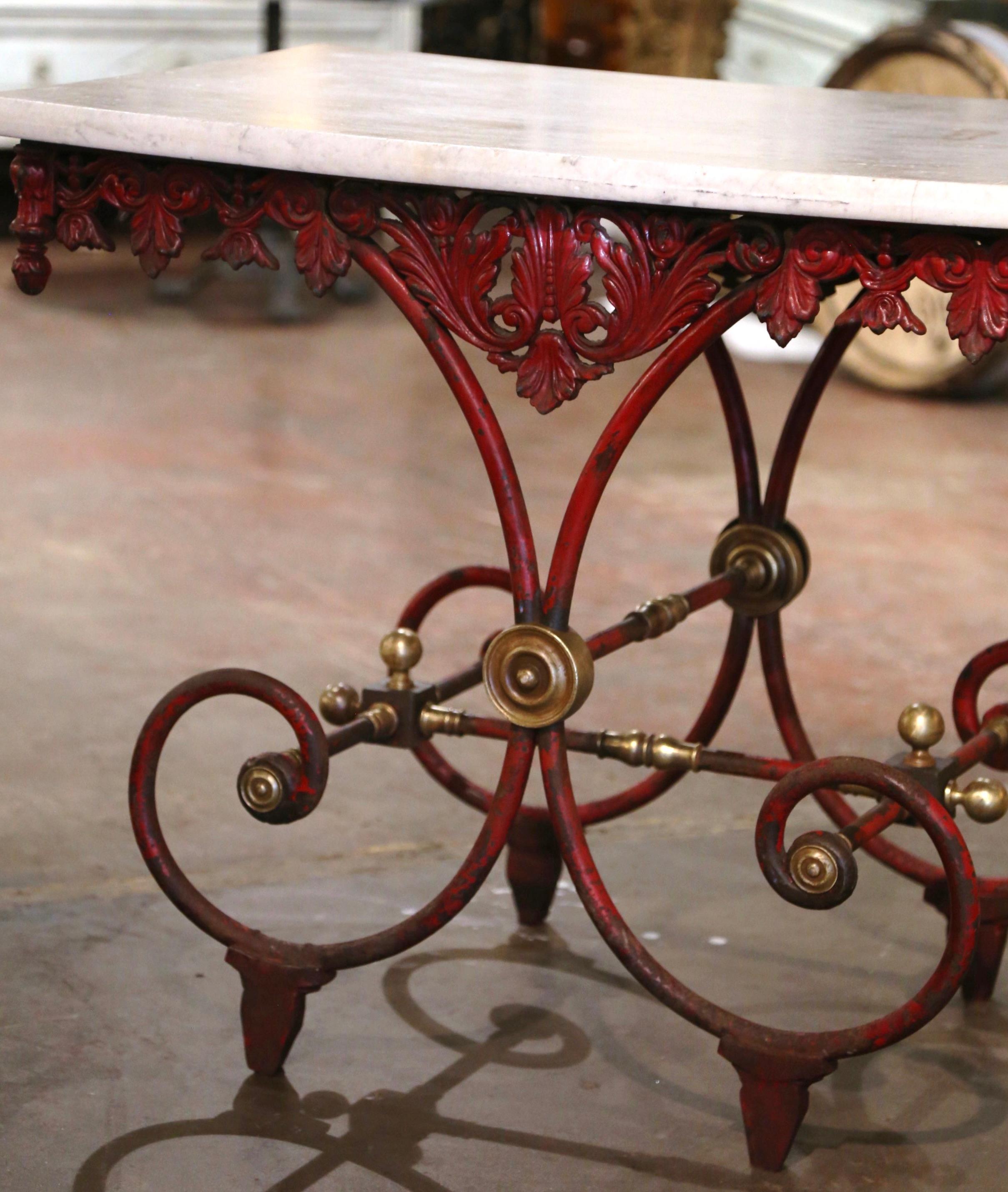 antique french pastry table with marble top