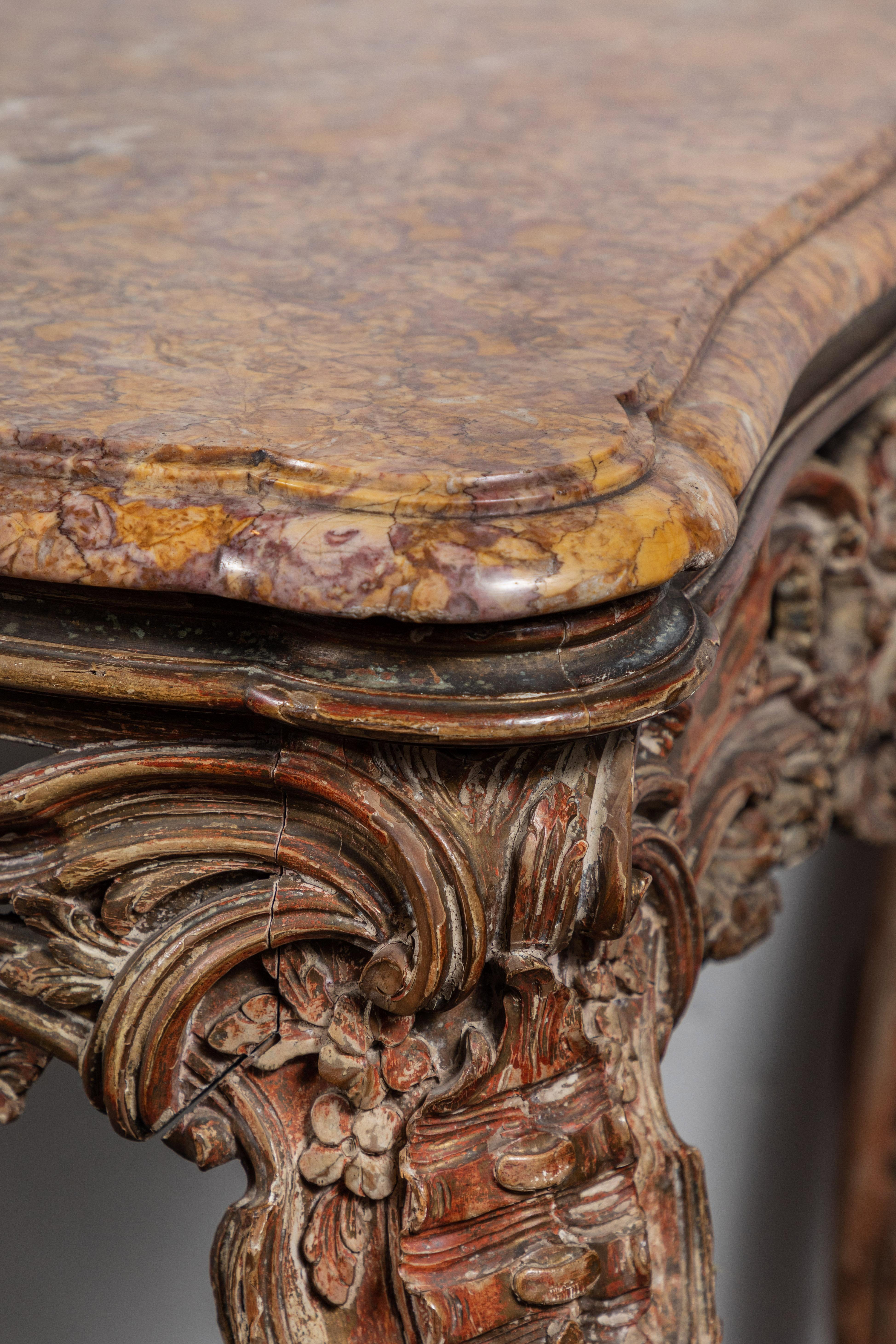 18. Jahrhundert, Französisch, Tisch mit Marmorplatte (18. Jahrhundert und früher)