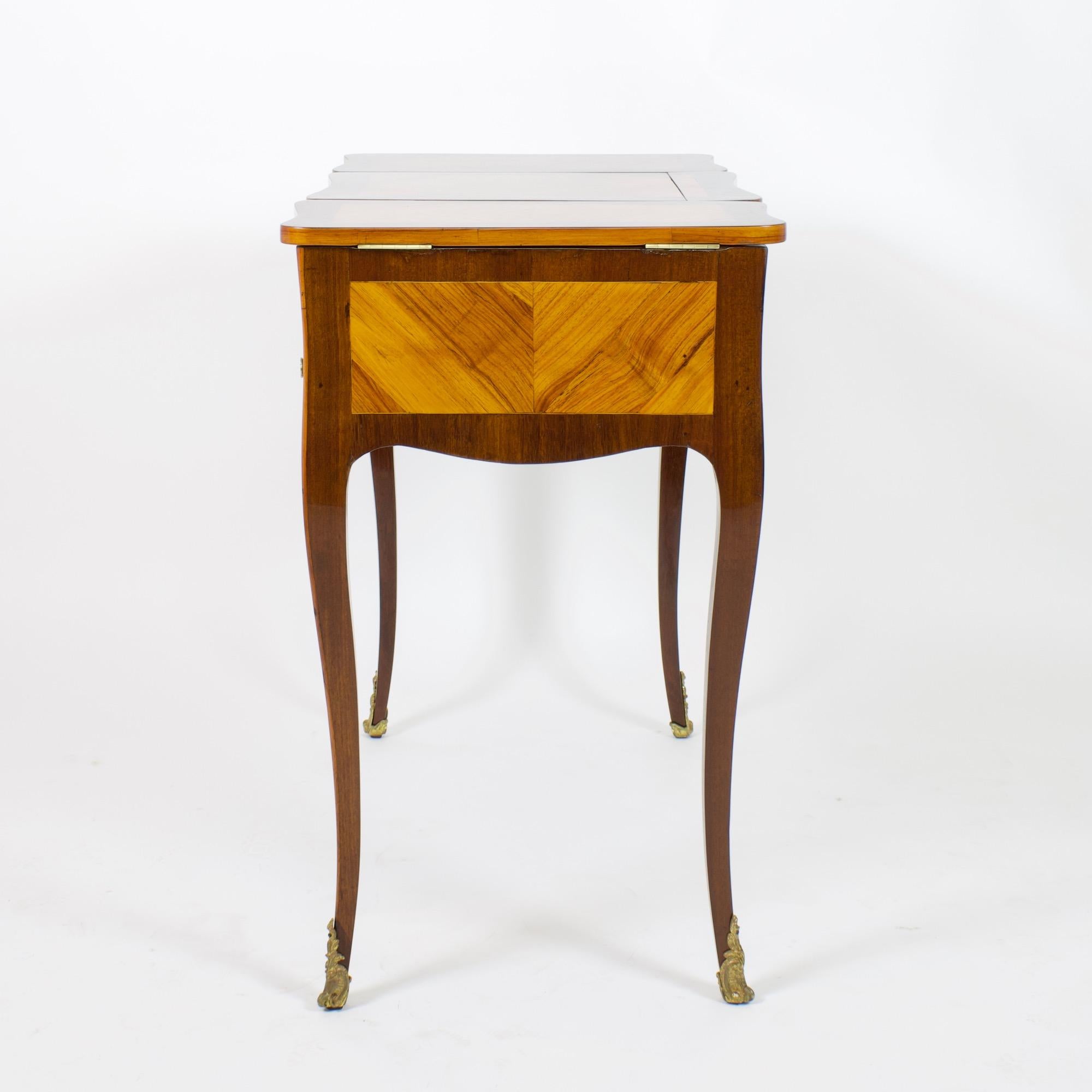 Gilt 18th Century French Marquetry Louis XV Dressing Table or So-Called Coiffeuse For Sale