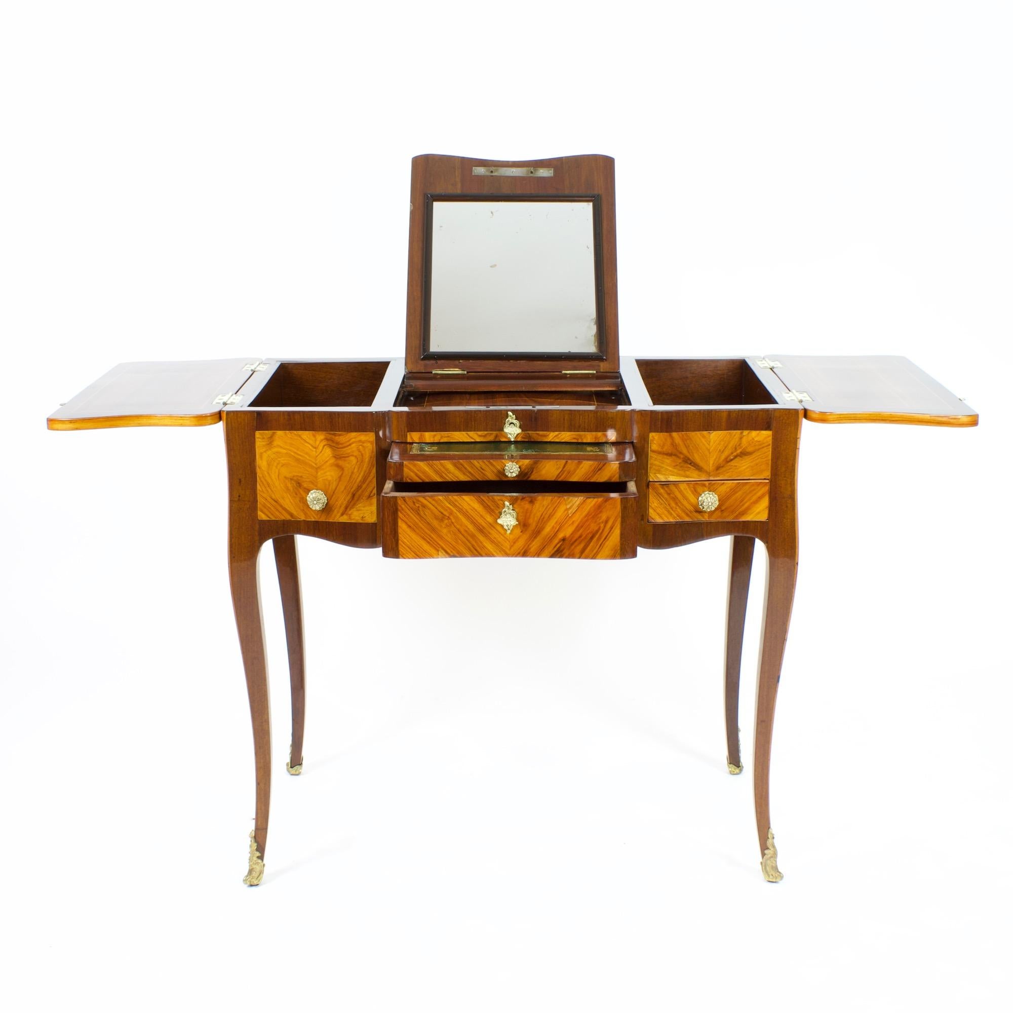 Bronze 18th Century French Marquetry Louis XV Dressing Table or So-Called Coiffeuse For Sale