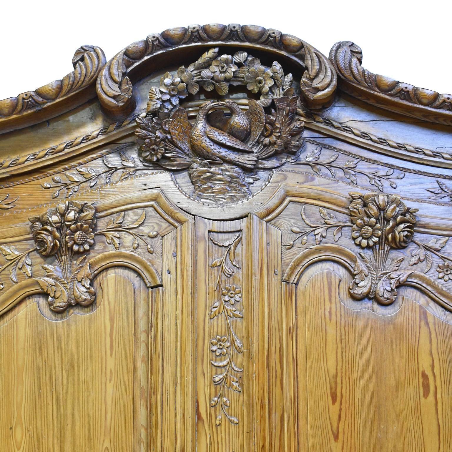 18th Century French Marriage Armoire in Pitch Pine from Normandy 5