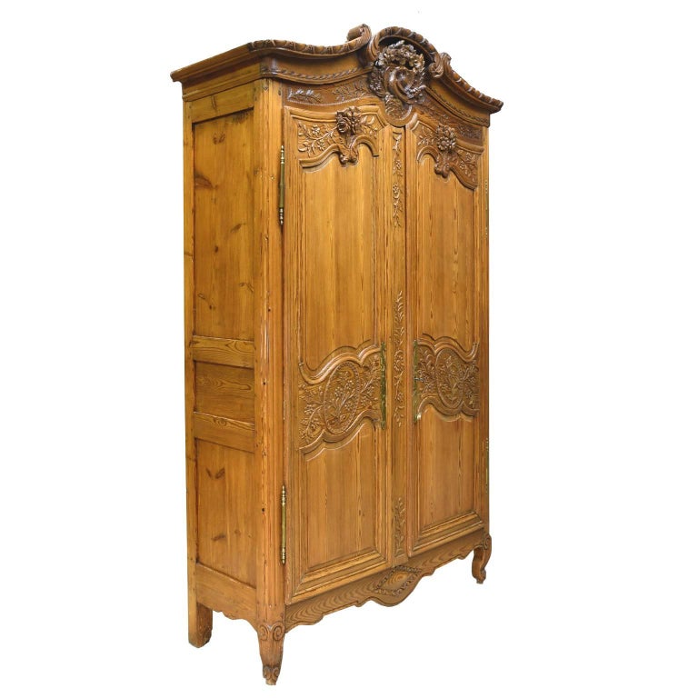 18th Century French Marriage Armoire In Pitch Pine From Normandy
