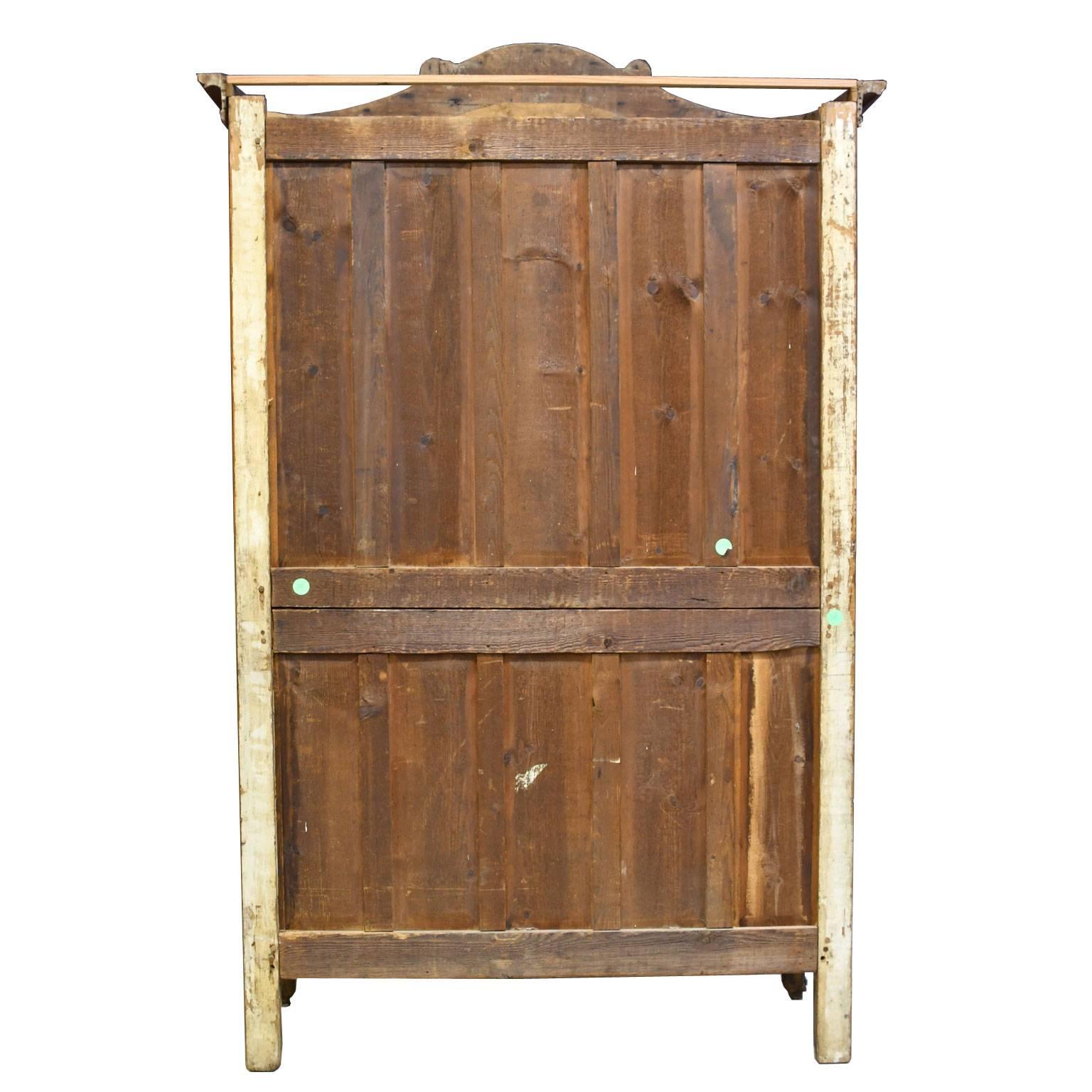 Brass 18th Century French Marriage Armoire in Pitch Pine from Normandy