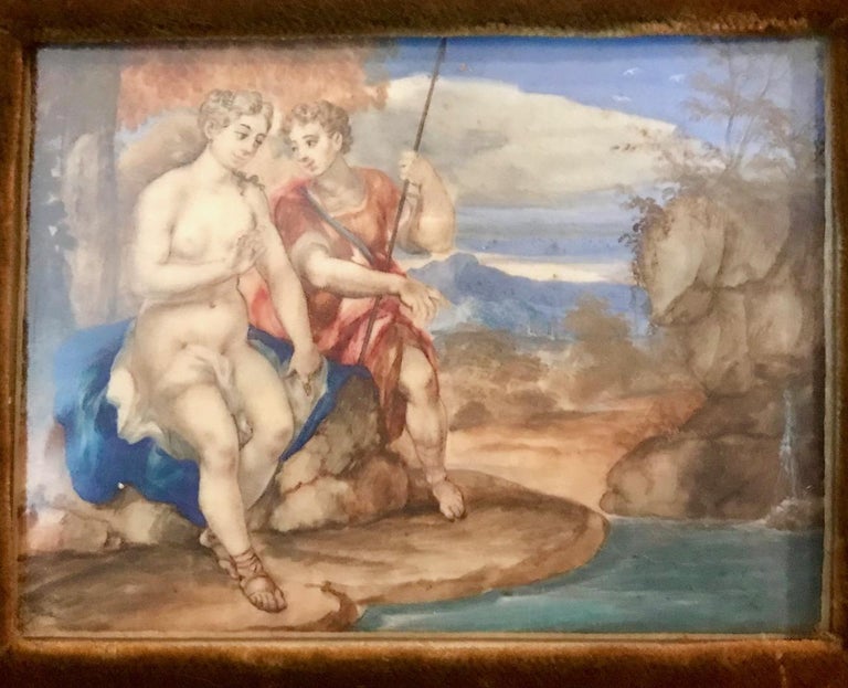 Baroque 18th Century French Miniature Genre Painting For Sale