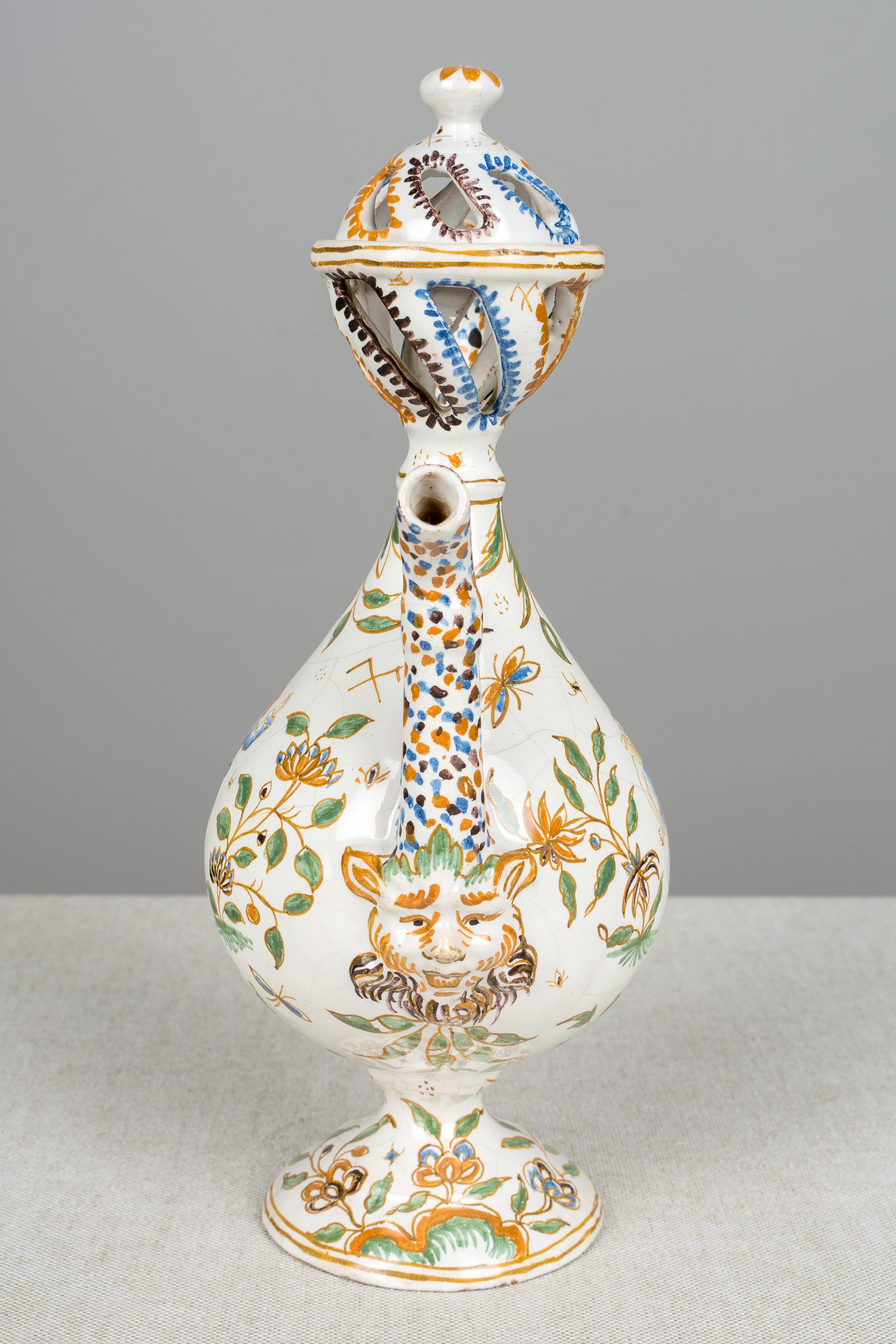 French Provincial 18th Century French Moustiers Faience Ewer