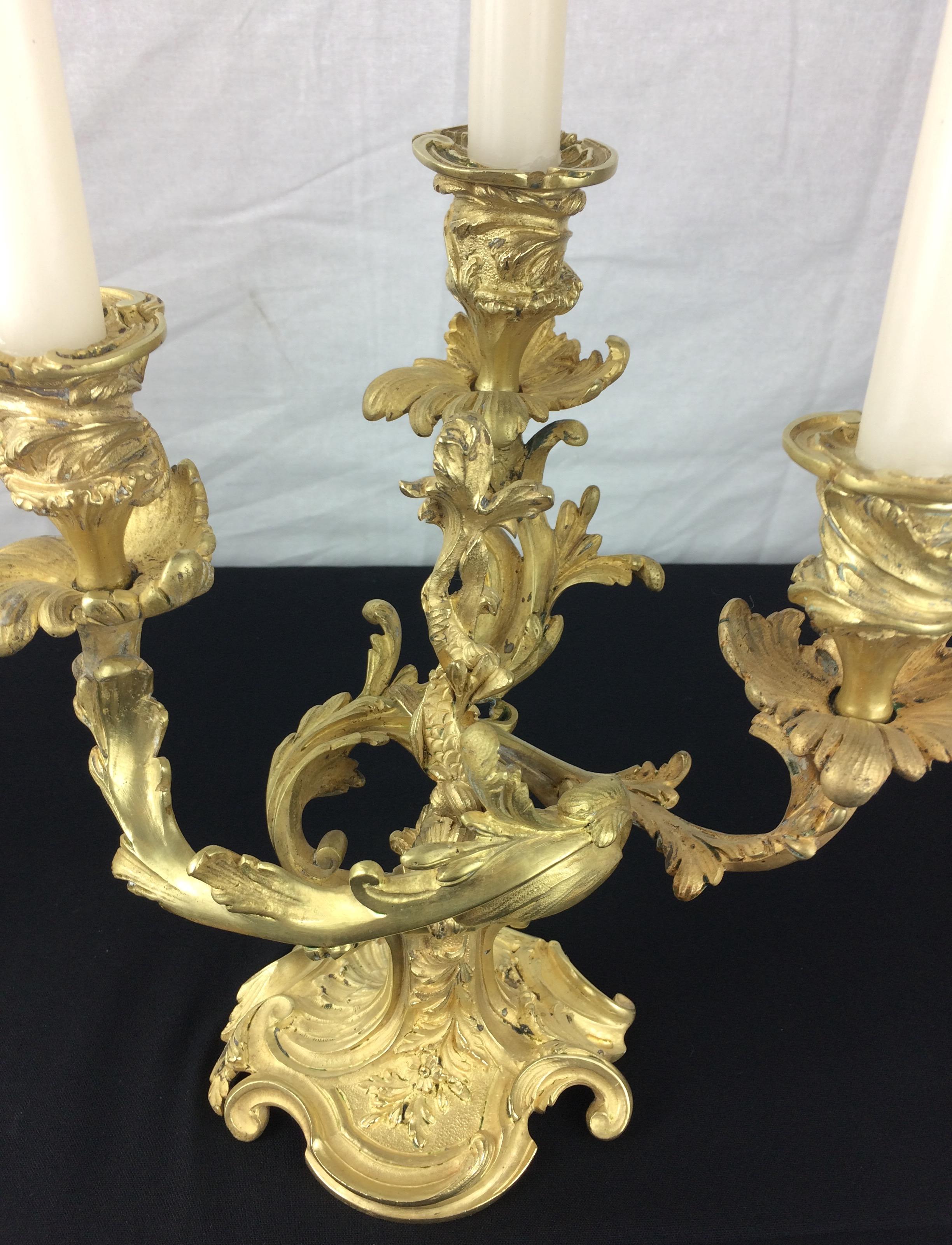 Pair of 19th Century French Gilt Bronze Candelabras, Napoleon III Style  For Sale 8