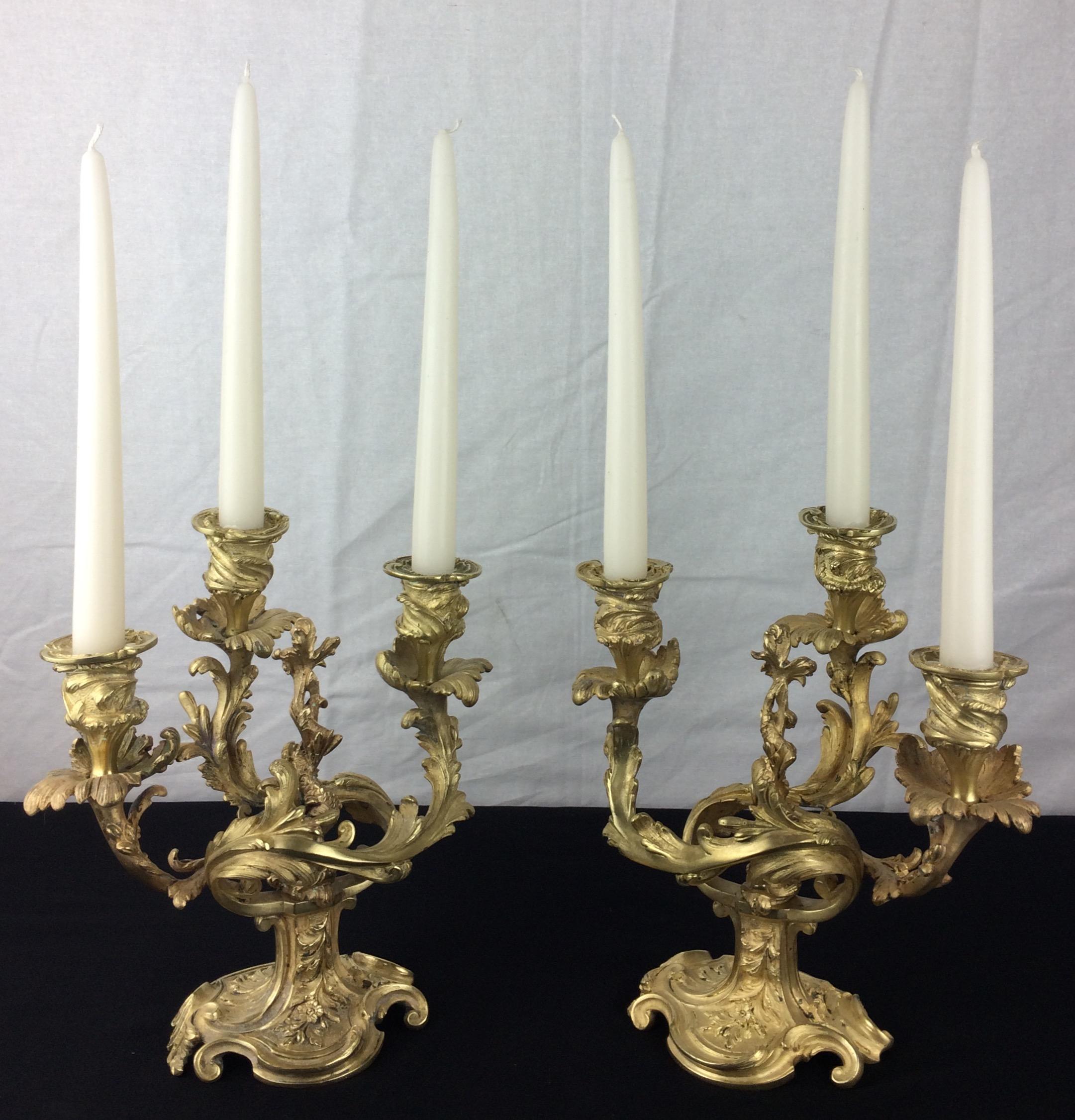 Pair of 19th Century French Gilt Bronze Candelabras, Napoleon III Style  For Sale 9