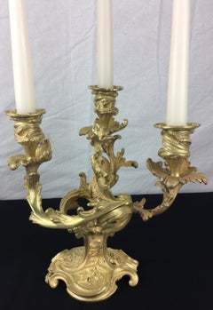 Pair of 19th Century French Gilt Bronze Candelabras, Louis XVI Style
