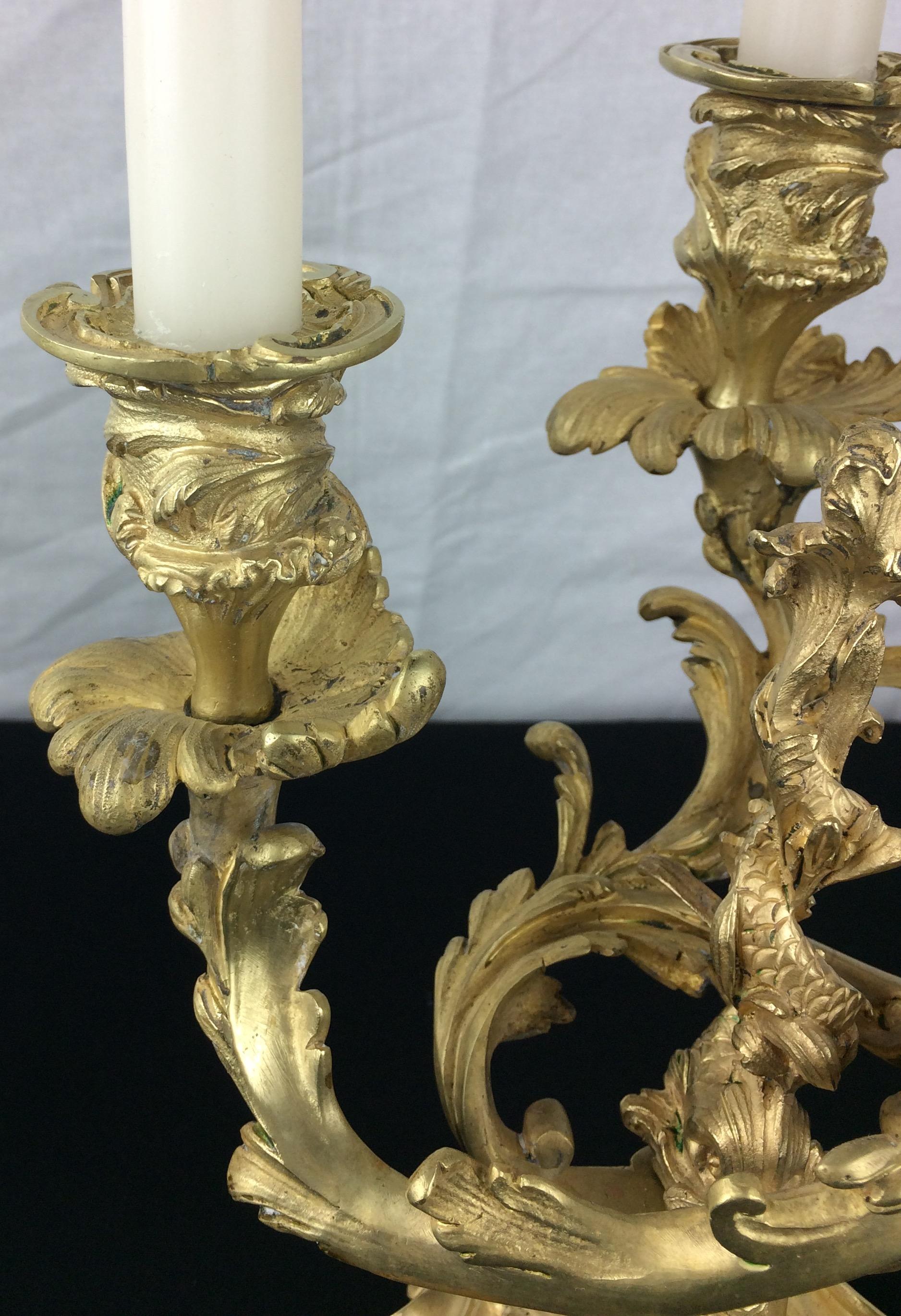 Paire de candélabres en bronze doré du XIXe siècle, style Napoléon III  Bon état - En vente à Miami, FL