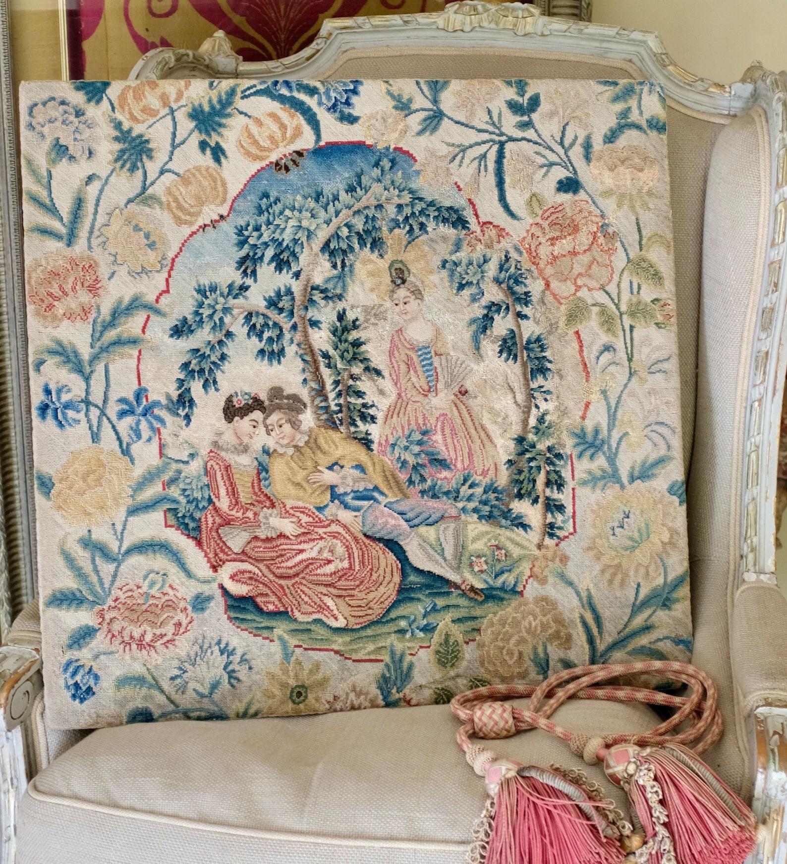 Louis XIV 18th Century French Needlework Panel For Sale